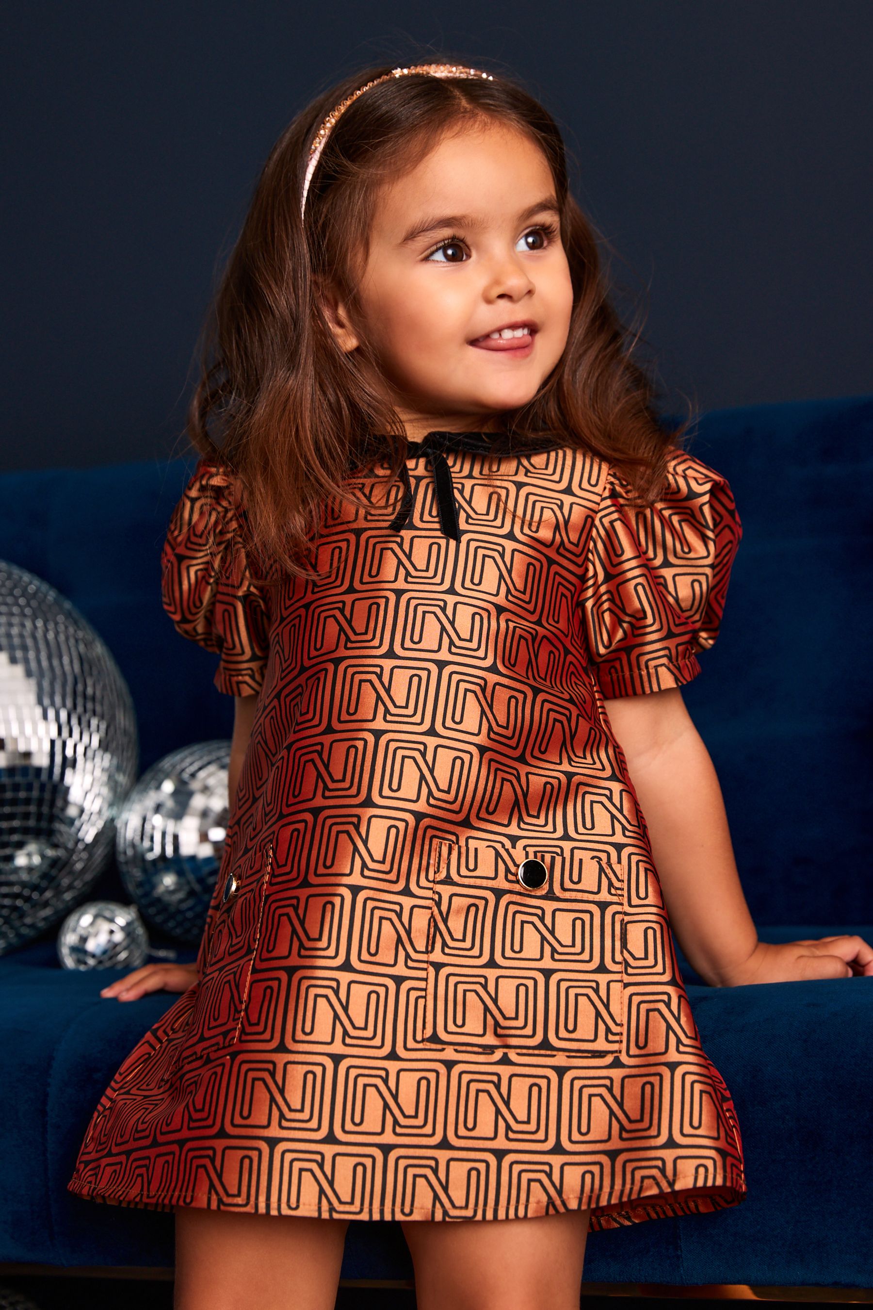 Caramel Brown Logo Print Dress (9mths-7yrs)