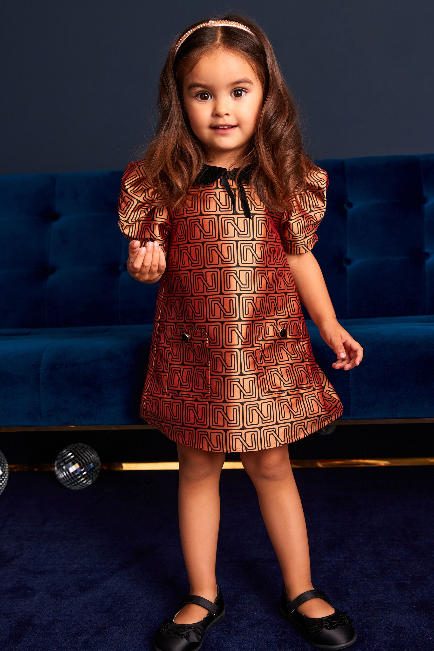 Caramel Brown Logo Print Dress (9mths-7yrs)