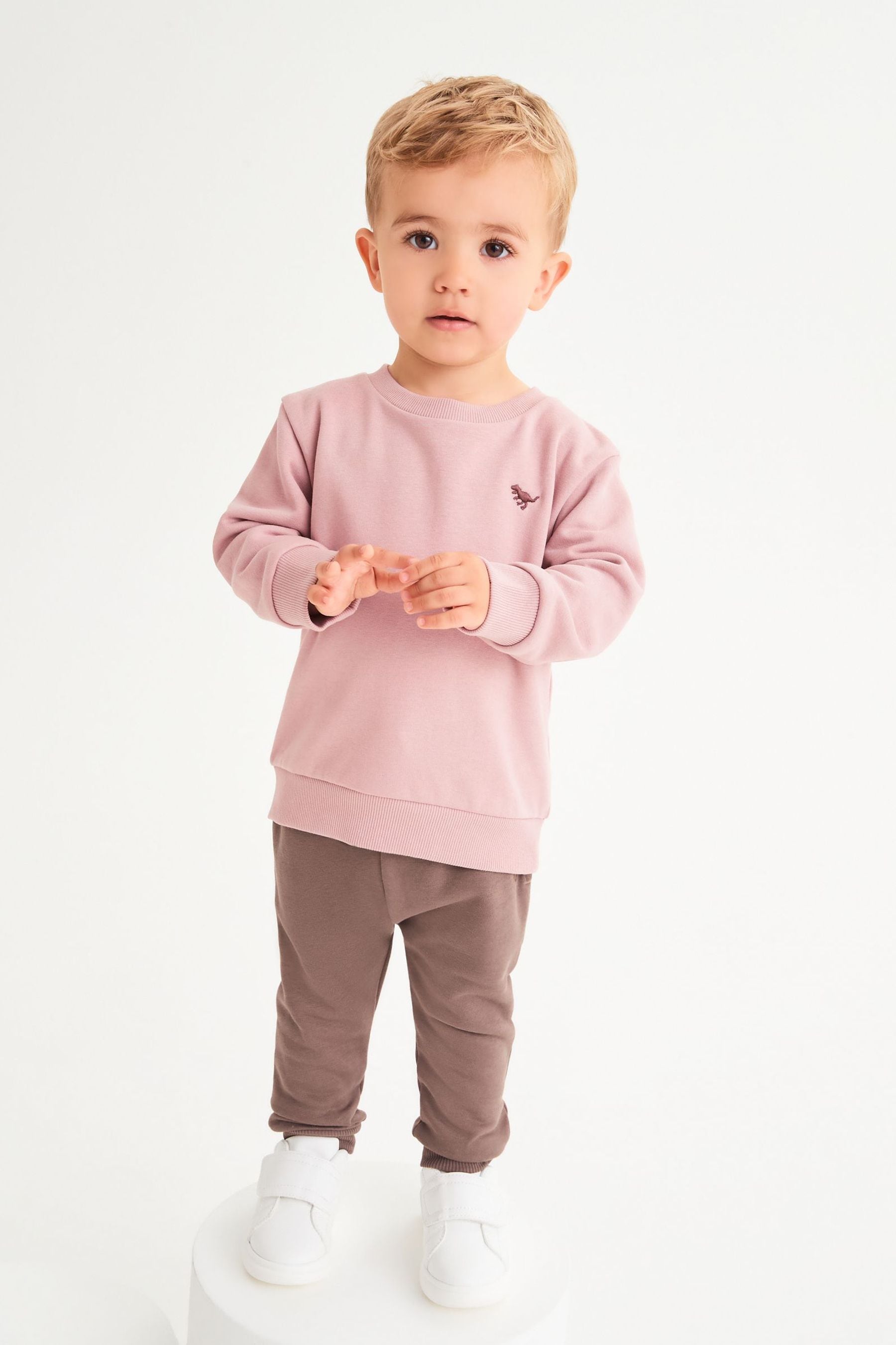 Pink Tonal Jersey Sweatshirt And Joggers Set (3mths-7yrs)