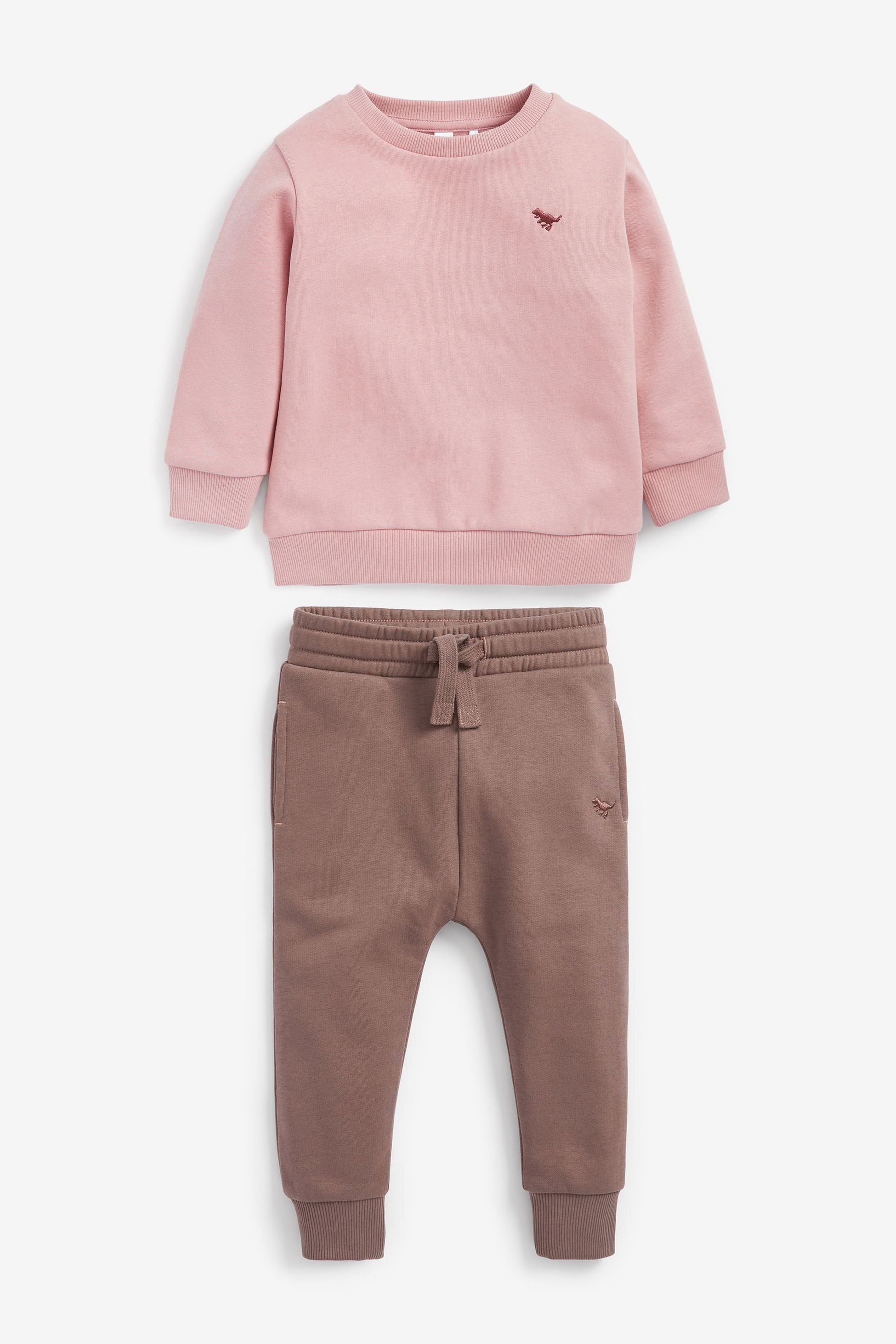 Pink Tonal Jersey Sweatshirt And Joggers Set (3mths-7yrs)