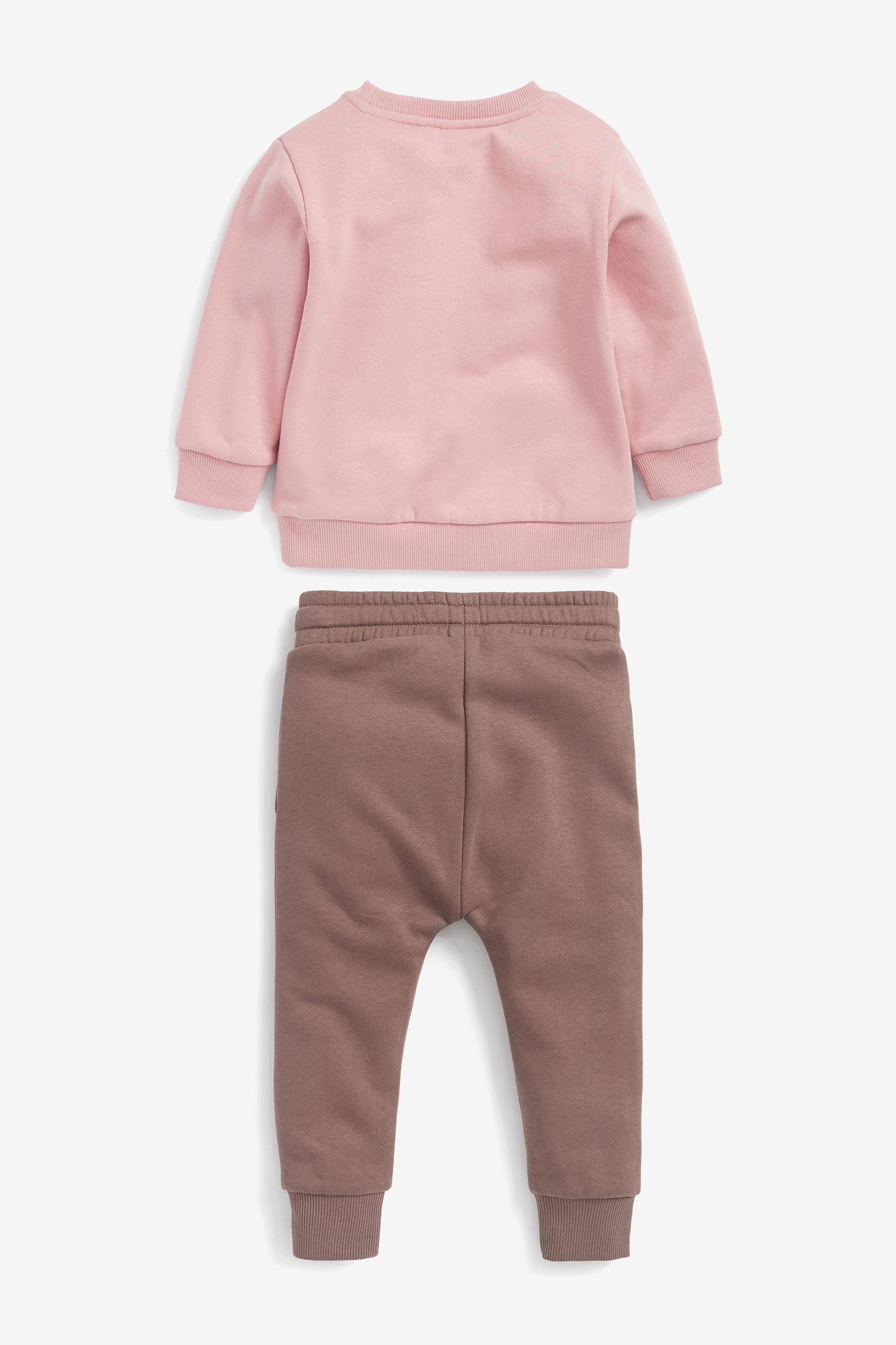 Pink Tonal Jersey Sweatshirt And Joggers Set (3mths-7yrs)