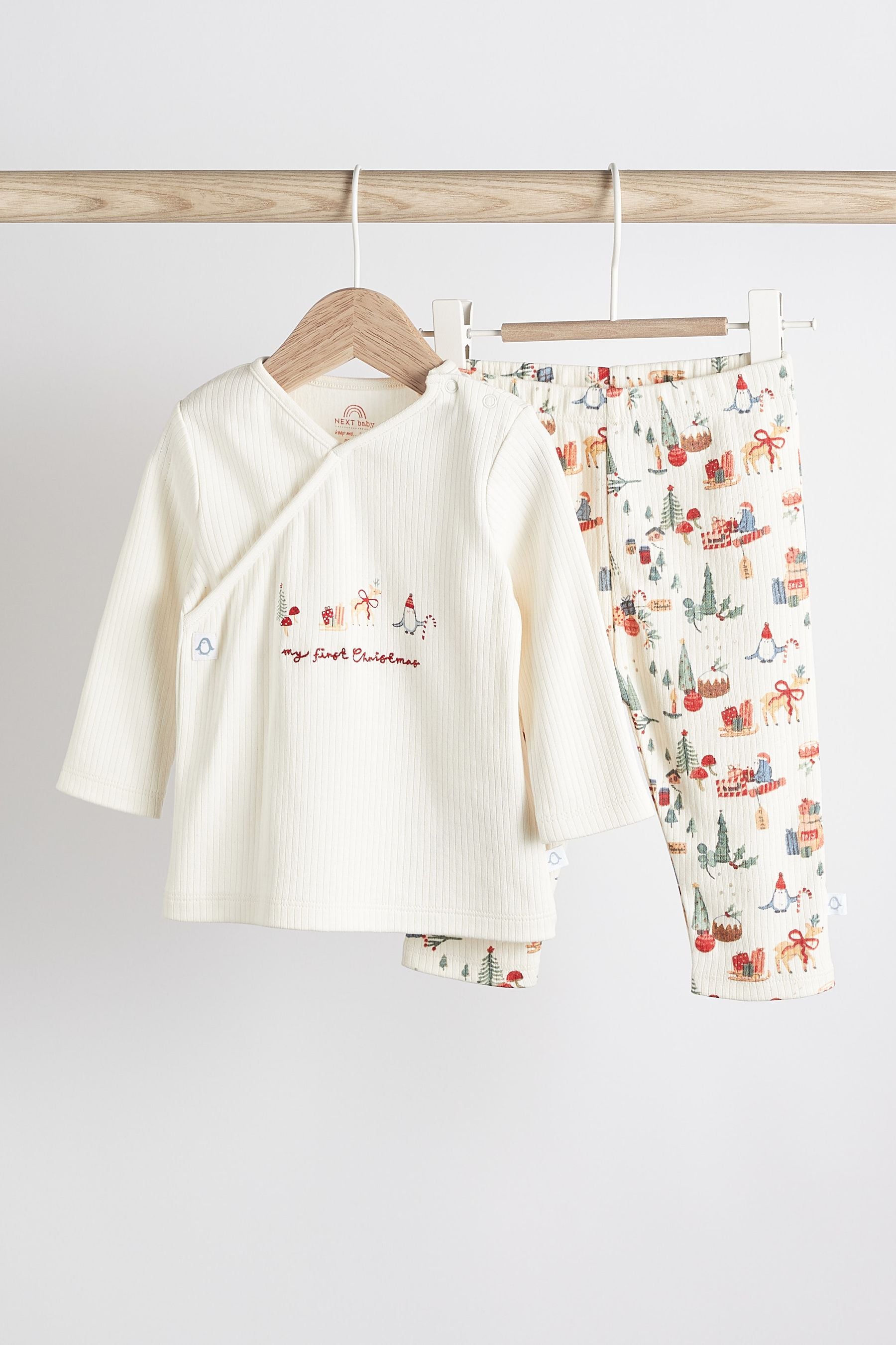 Ecru My First Christmas Two Piece Baby Top and Leggings Set (0-18mths)