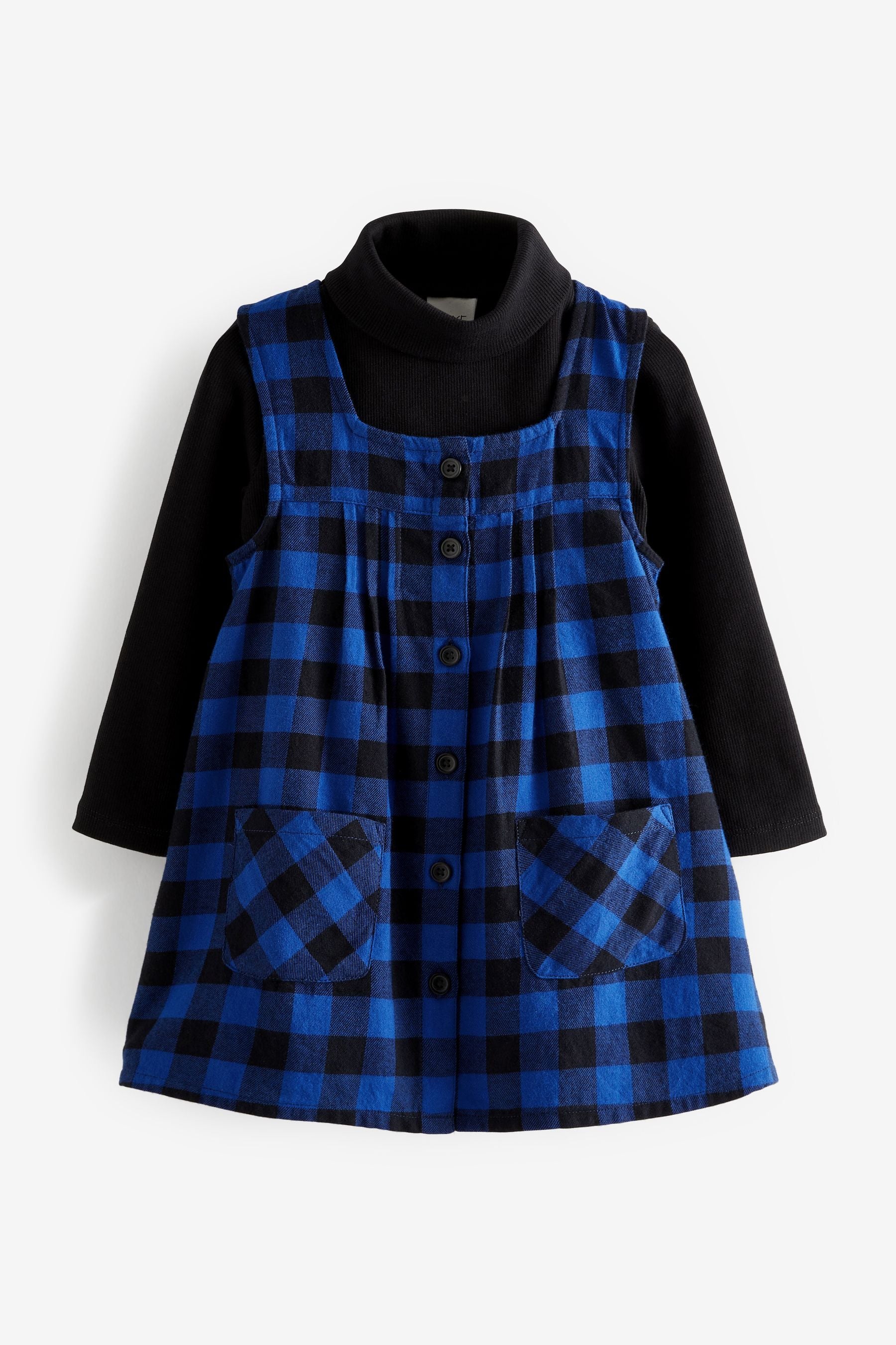 Cobalt Blue/Black Check Dress And Top Set (3mths-7yrs)