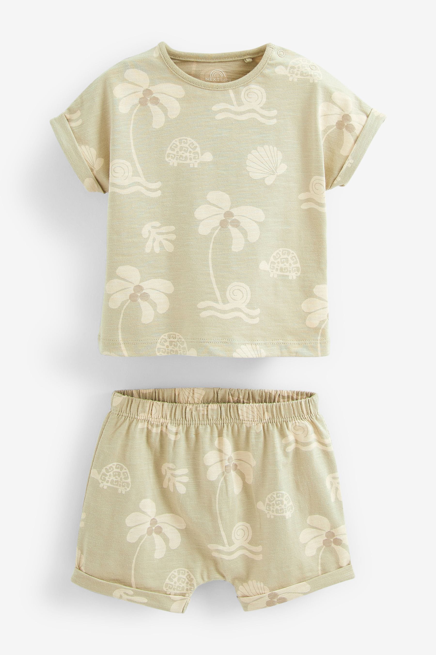 Green/Yellow Safari Baby T-Shirts And Shorts 6 Piece Set