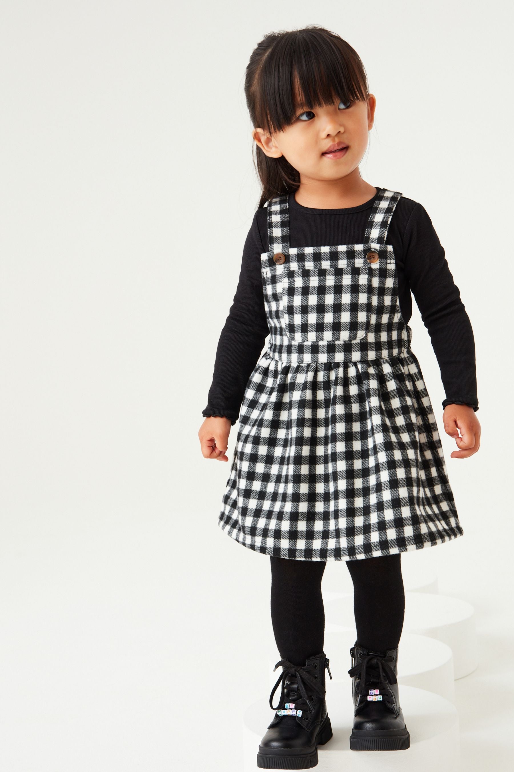 Black Nxt Check Pinafore Dress (3mths-8yrs)