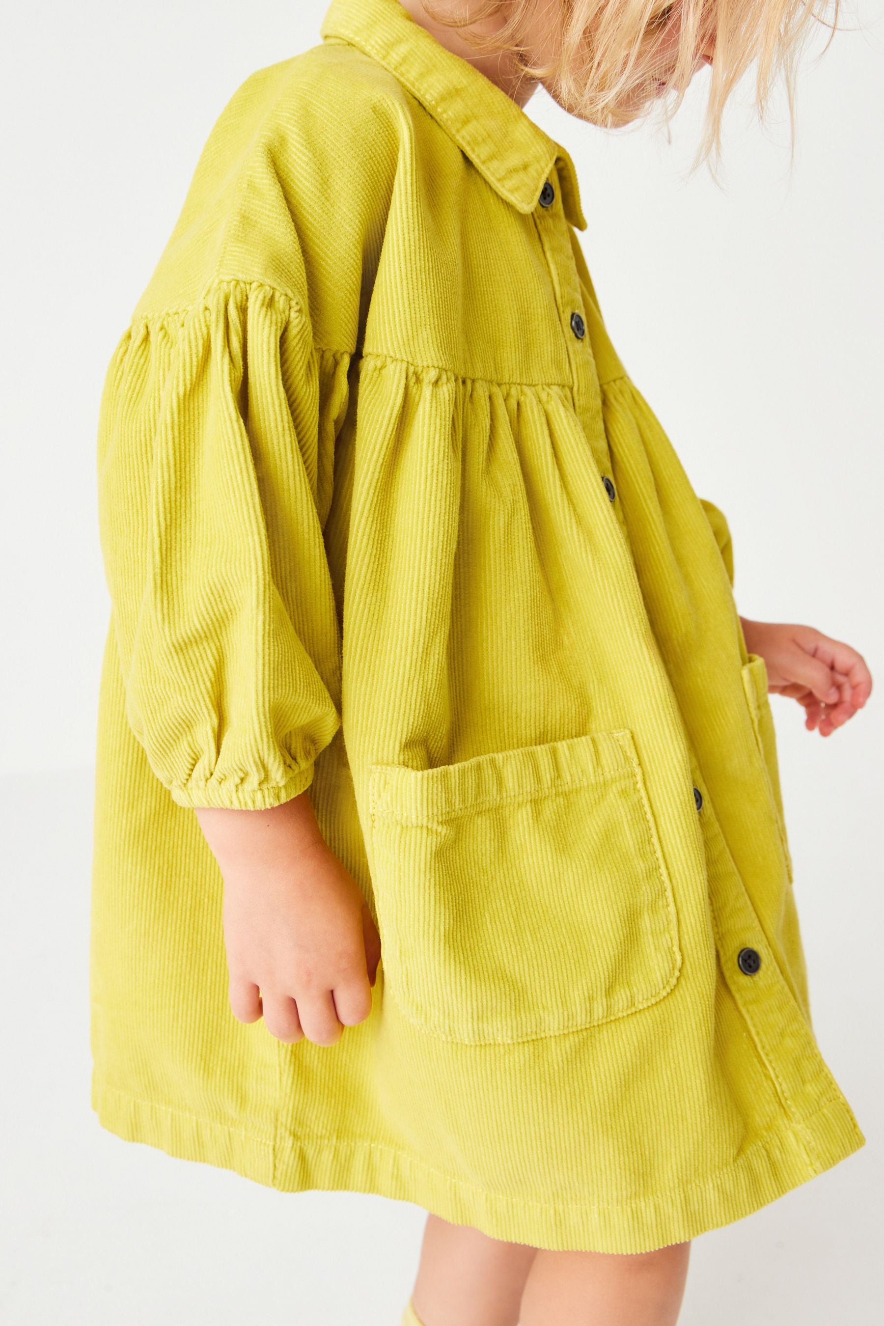 Yellow Cord Cotton Shirt Dress (3mths-8yrs)