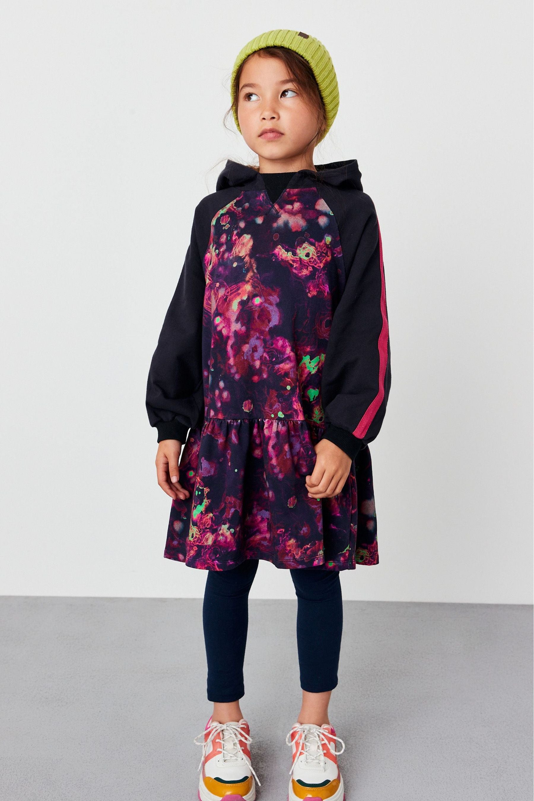 Purple Splat Hooded Jumper Dress (3-16yrs)