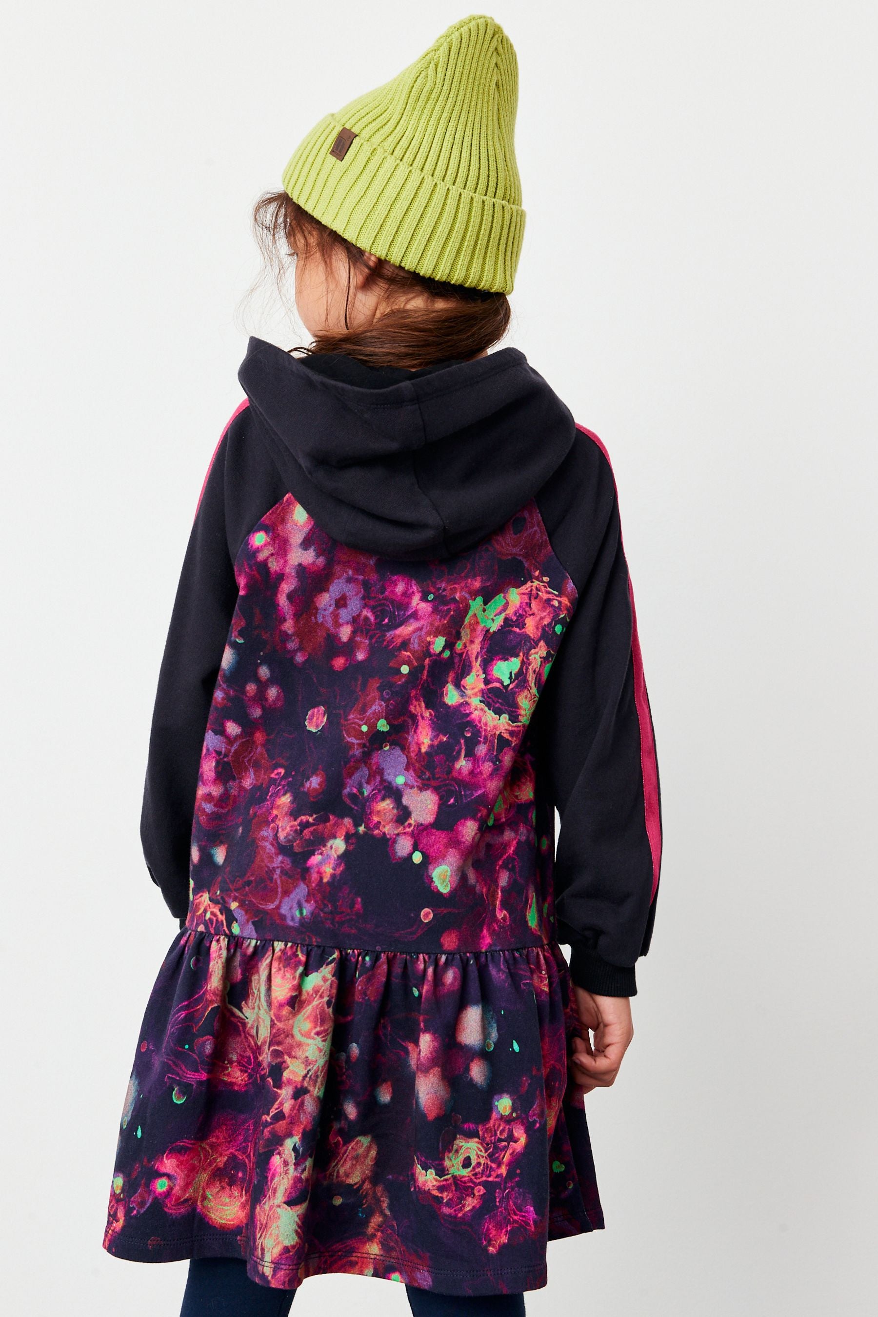 Purple Splat Hooded Jumper Dress (3-16yrs)