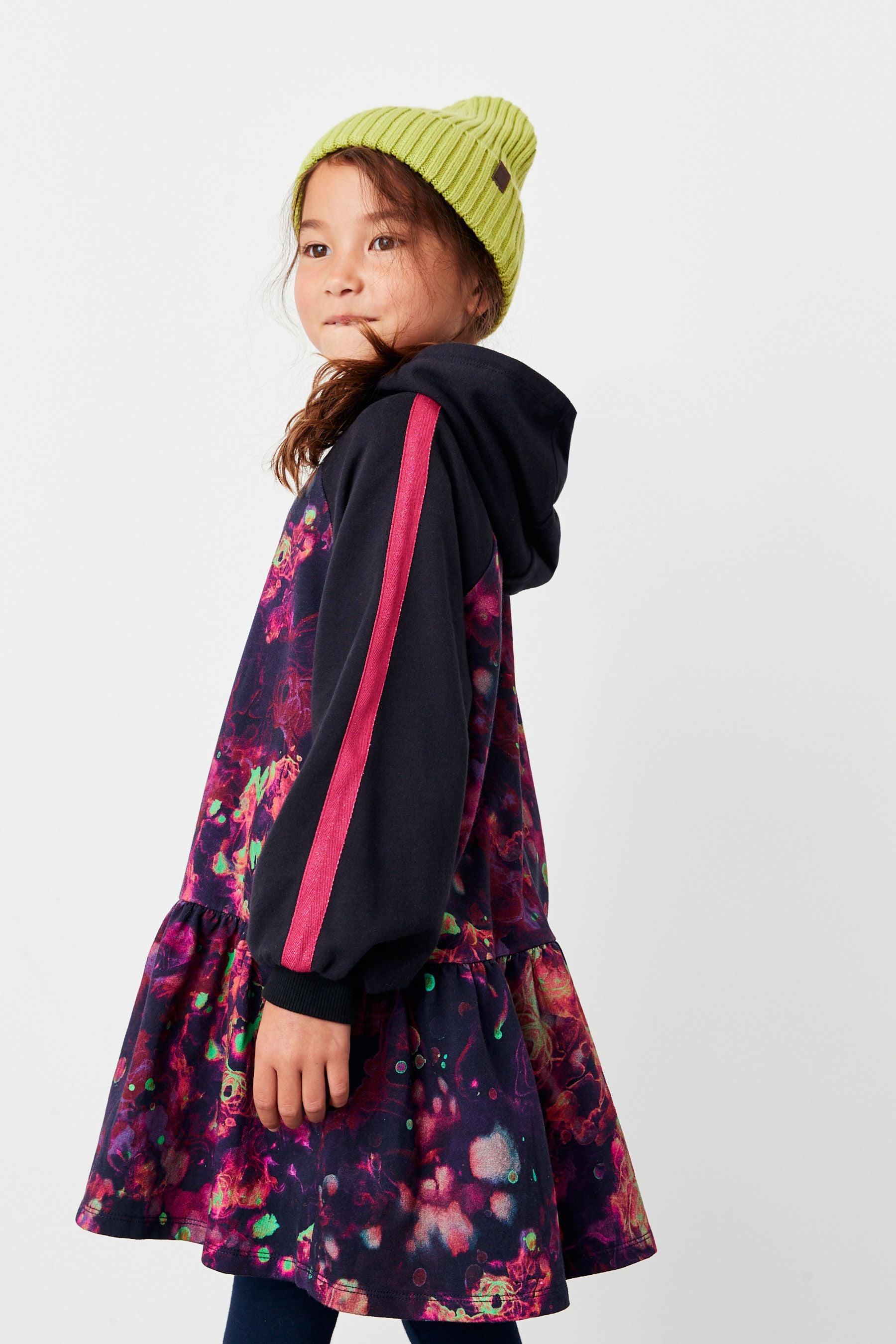 Purple Splat Hooded Jumper Dress (3-16yrs)