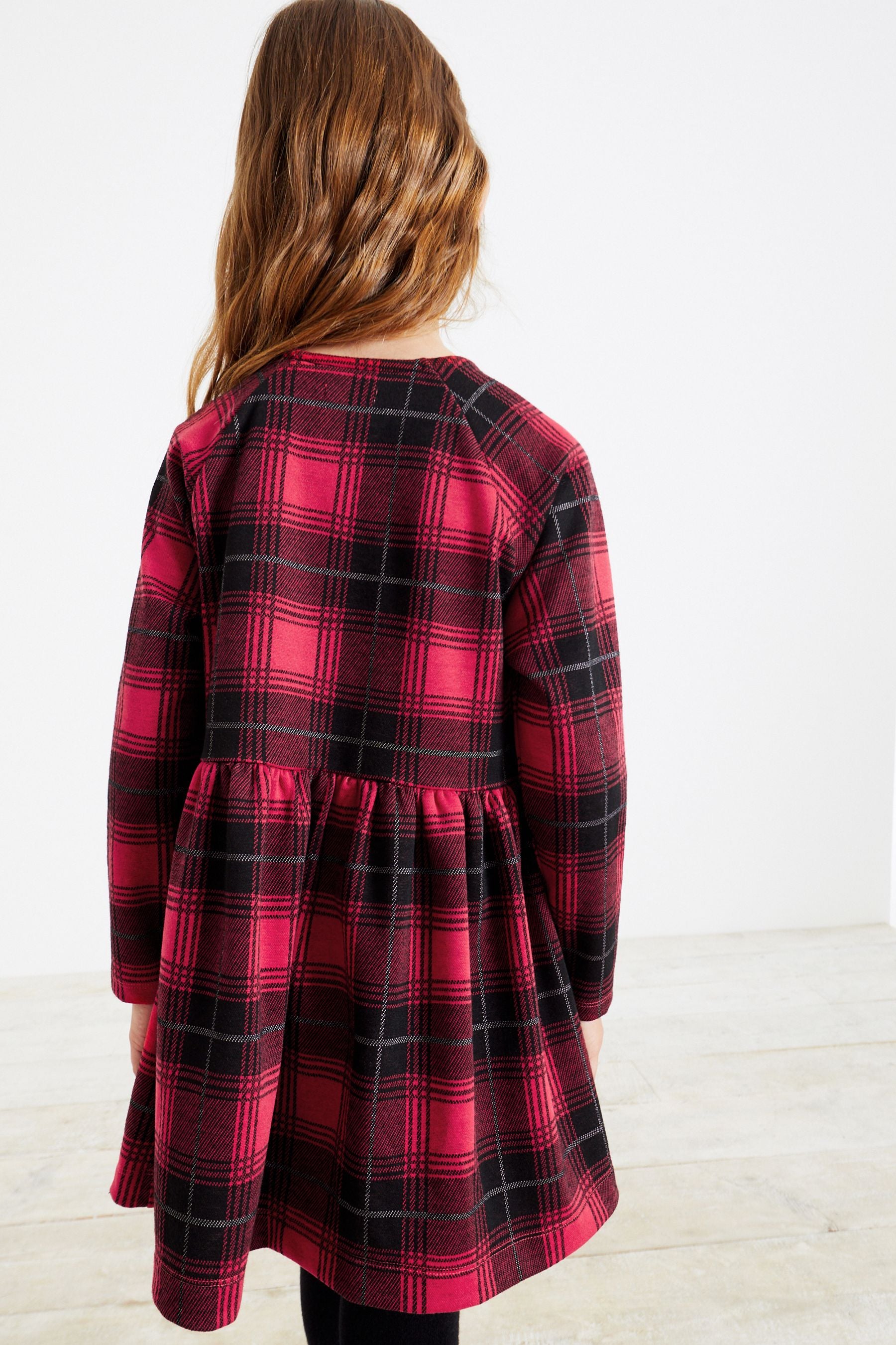 Red Check Long Sleeve Dress (3-16yrs)