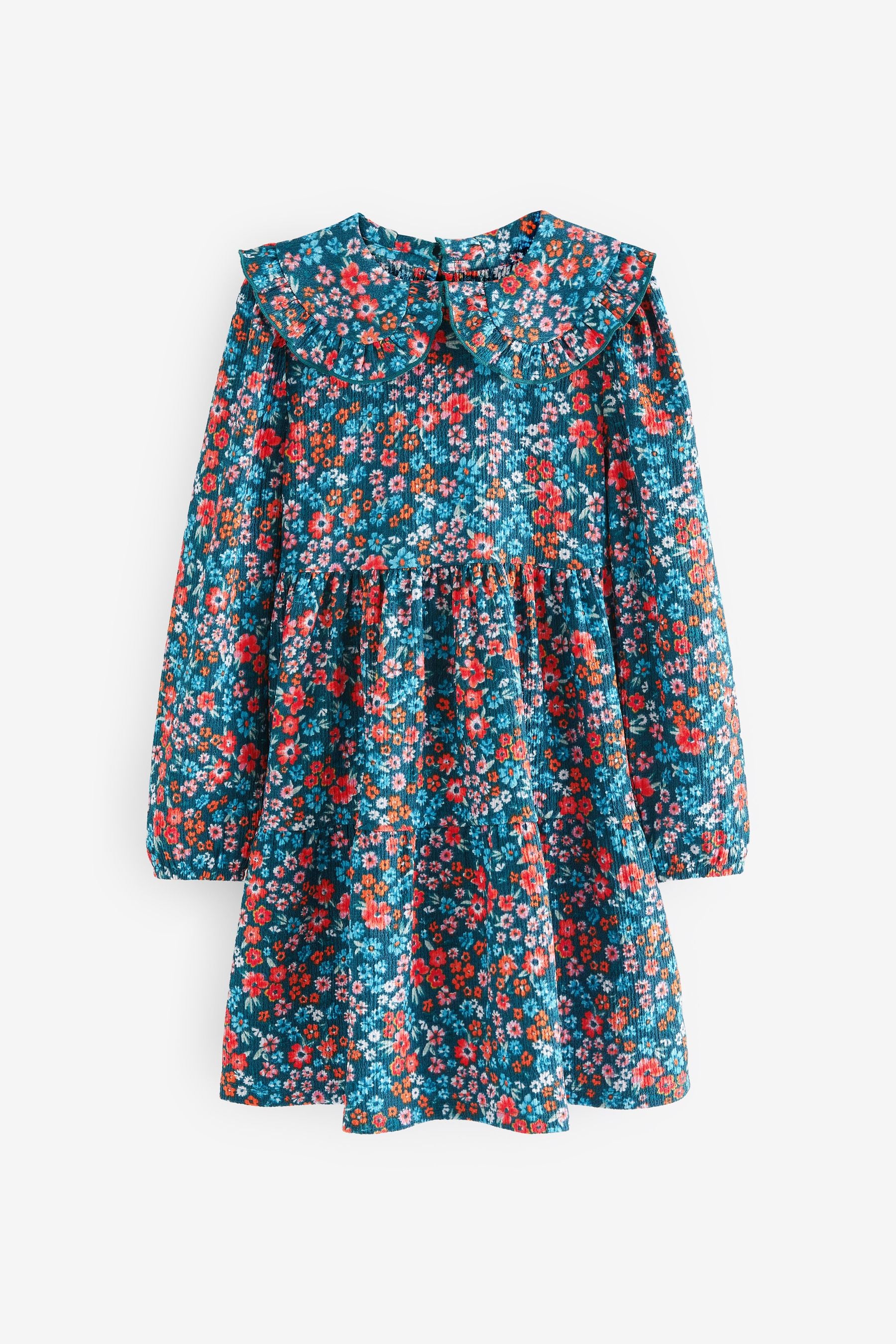 Blue Floral Tiered Dress (3-16yrs)