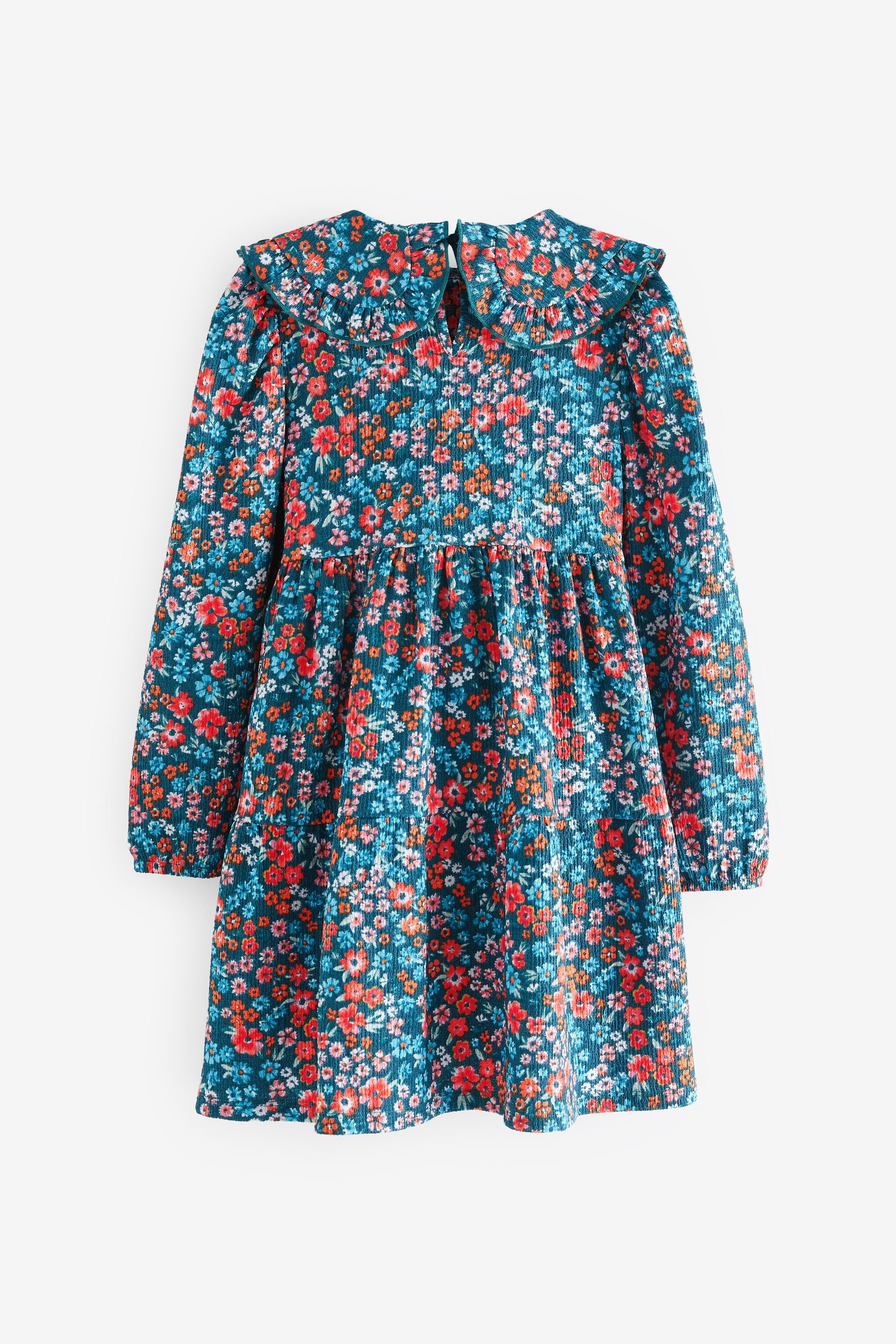 Blue Floral Tiered Dress (3-16yrs)