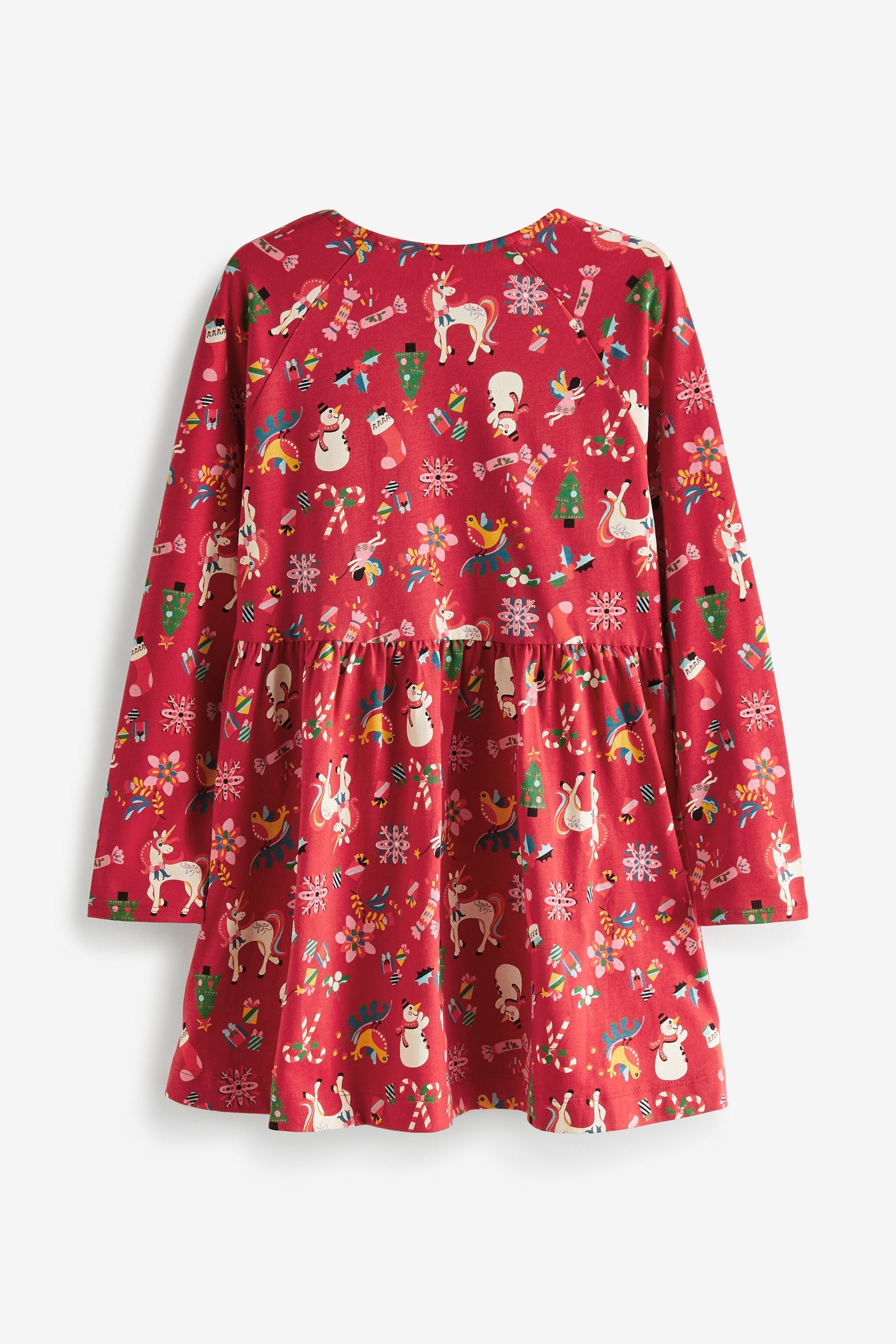 Red Character Christmas Long Sleeve Jersey Dress (3-16yrs)