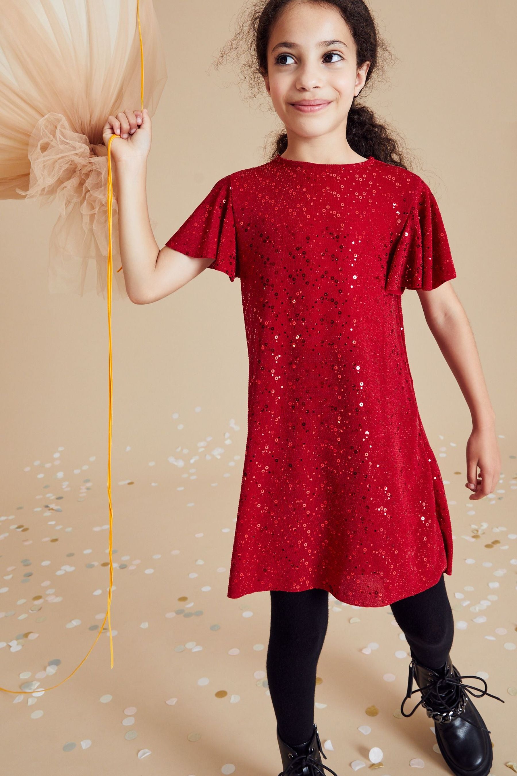 Red Nxt Sparkle Sequin Embellished Party Dress (3-16yrs)