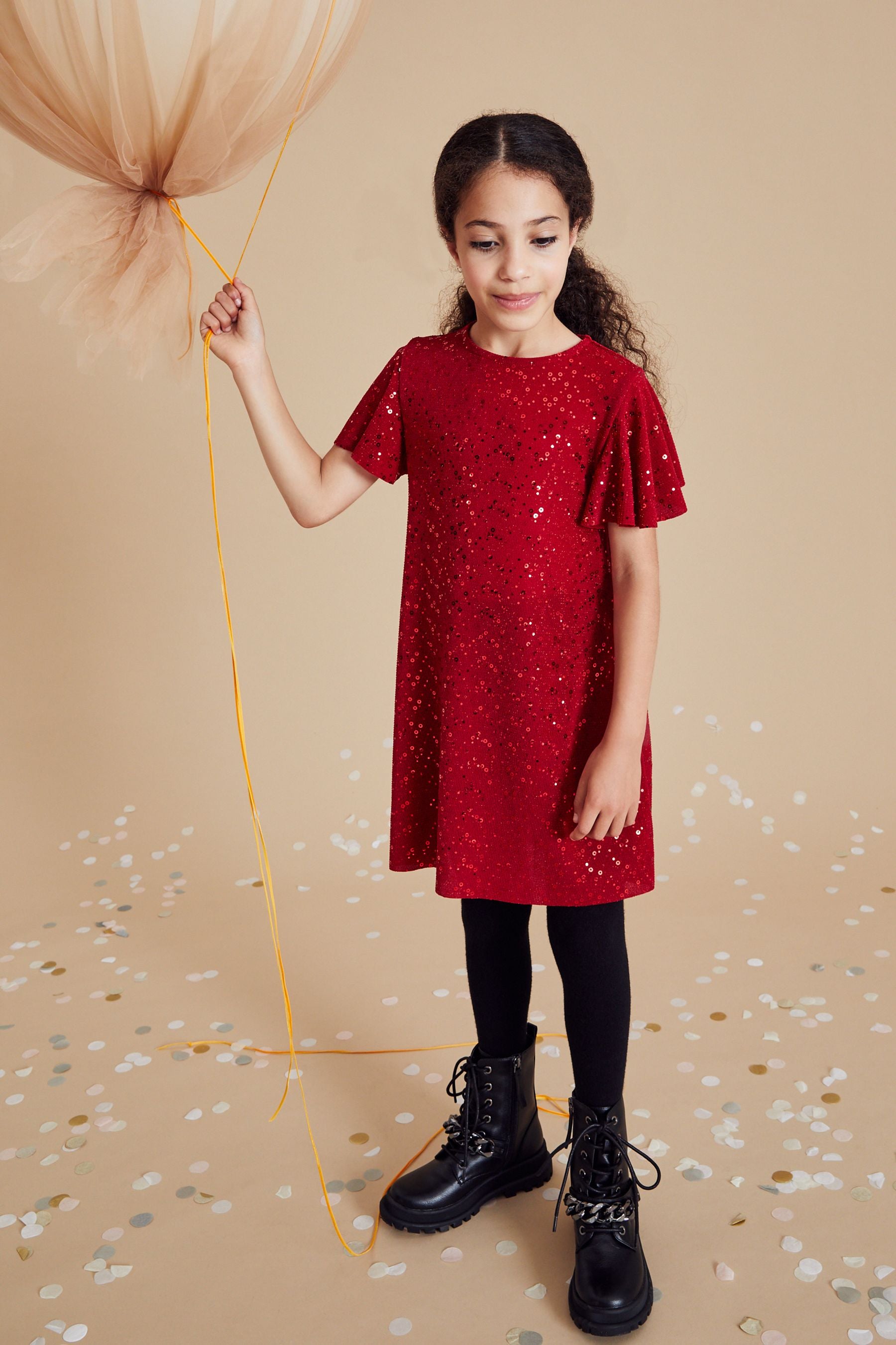 Red Nxt Sparkle Sequin Embellished Party Dress (3-16yrs)