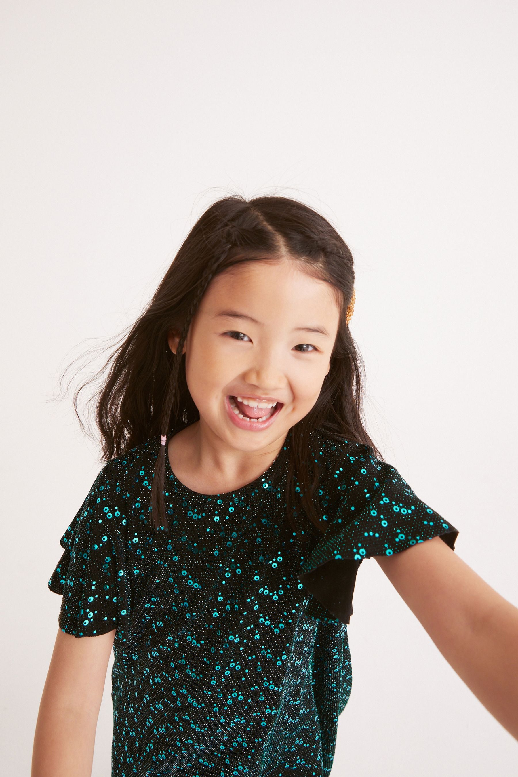 Teal Green Nxt Sparkle Sequin Embellished Party Dress (3-16yrs)