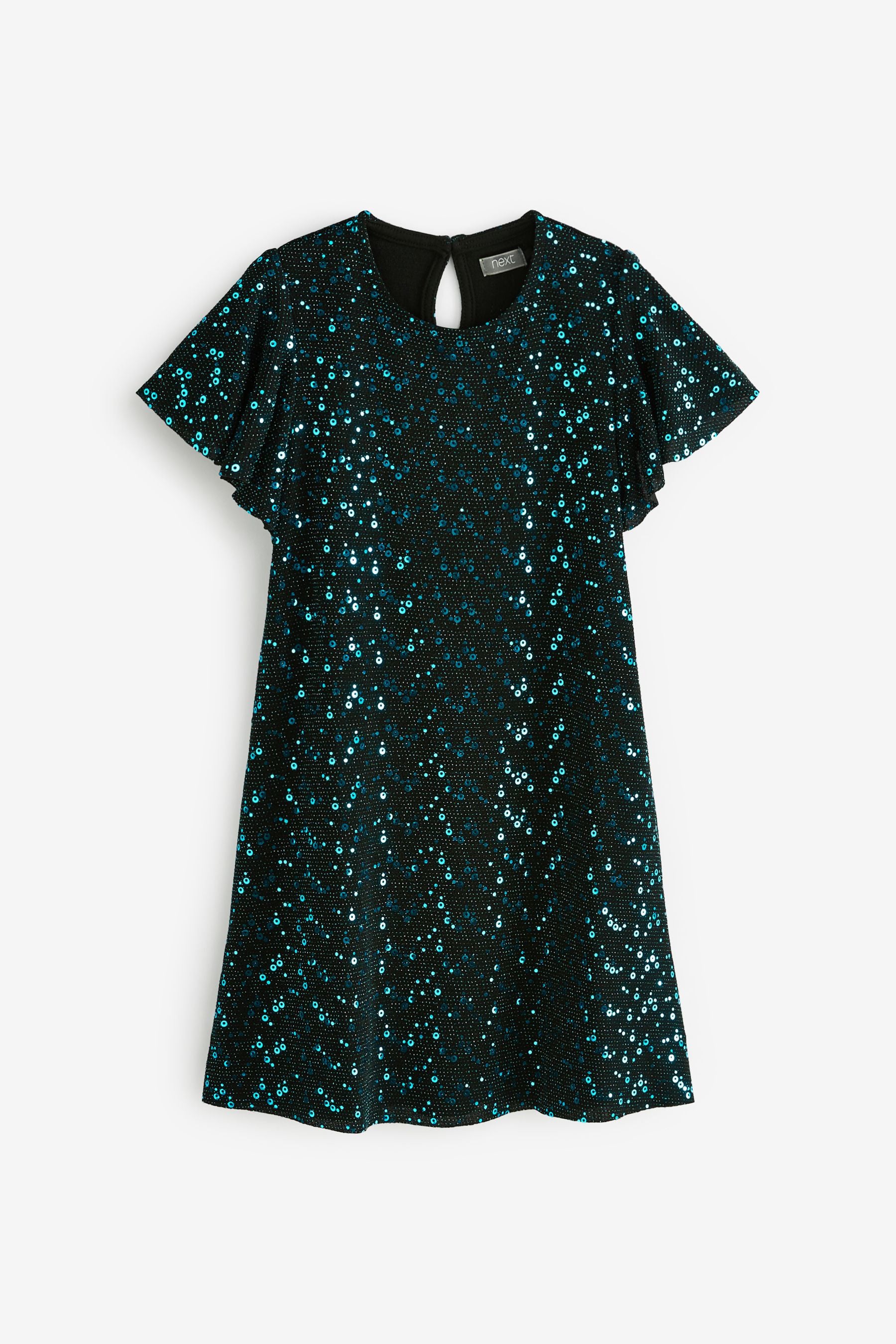 Teal Green Nxt Sparkle Sequin Embellished Party Dress (3-16yrs)