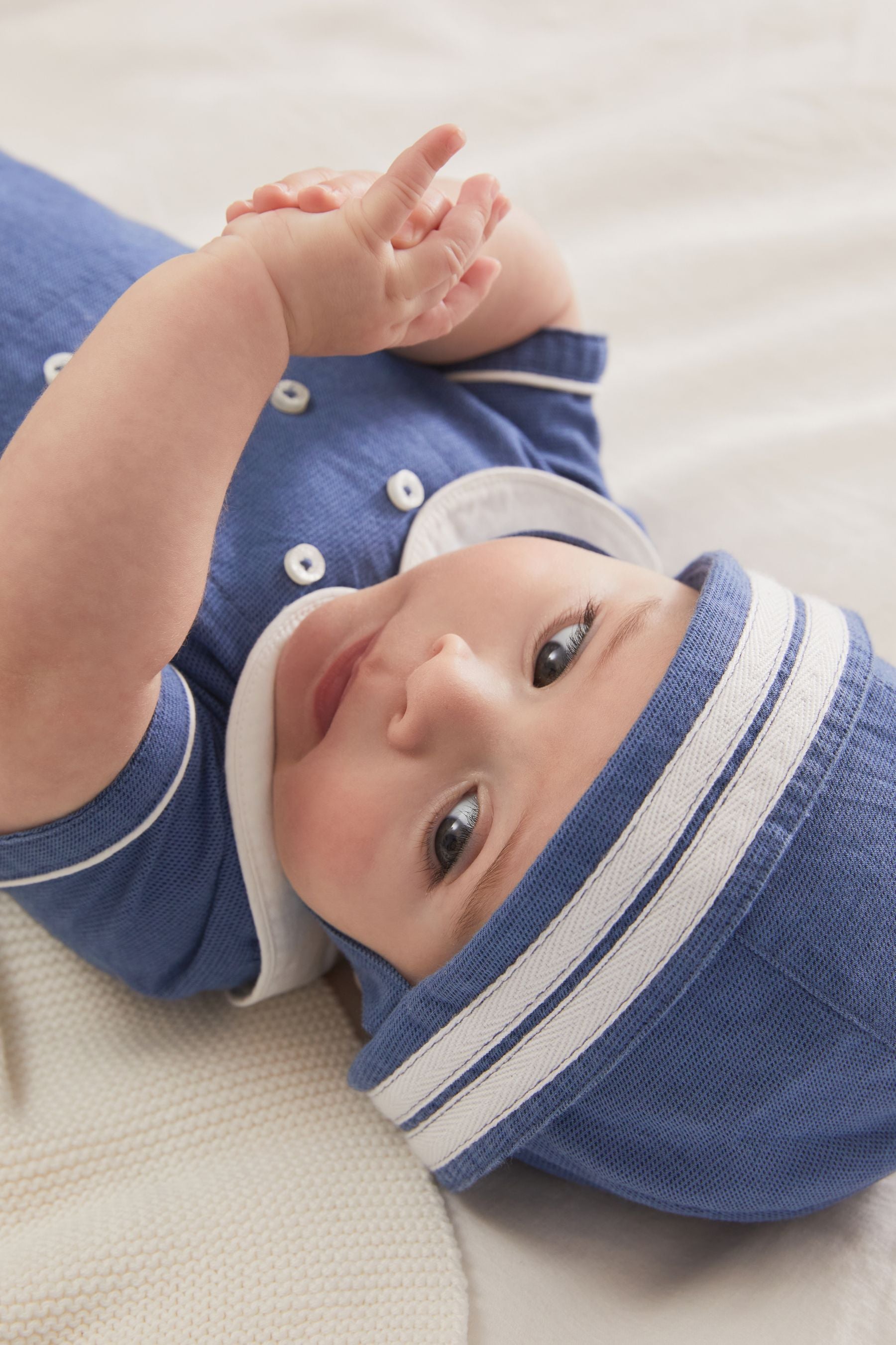 Blue Smart Sailor Baby Romper And Hat Set (0mths-3yrs)