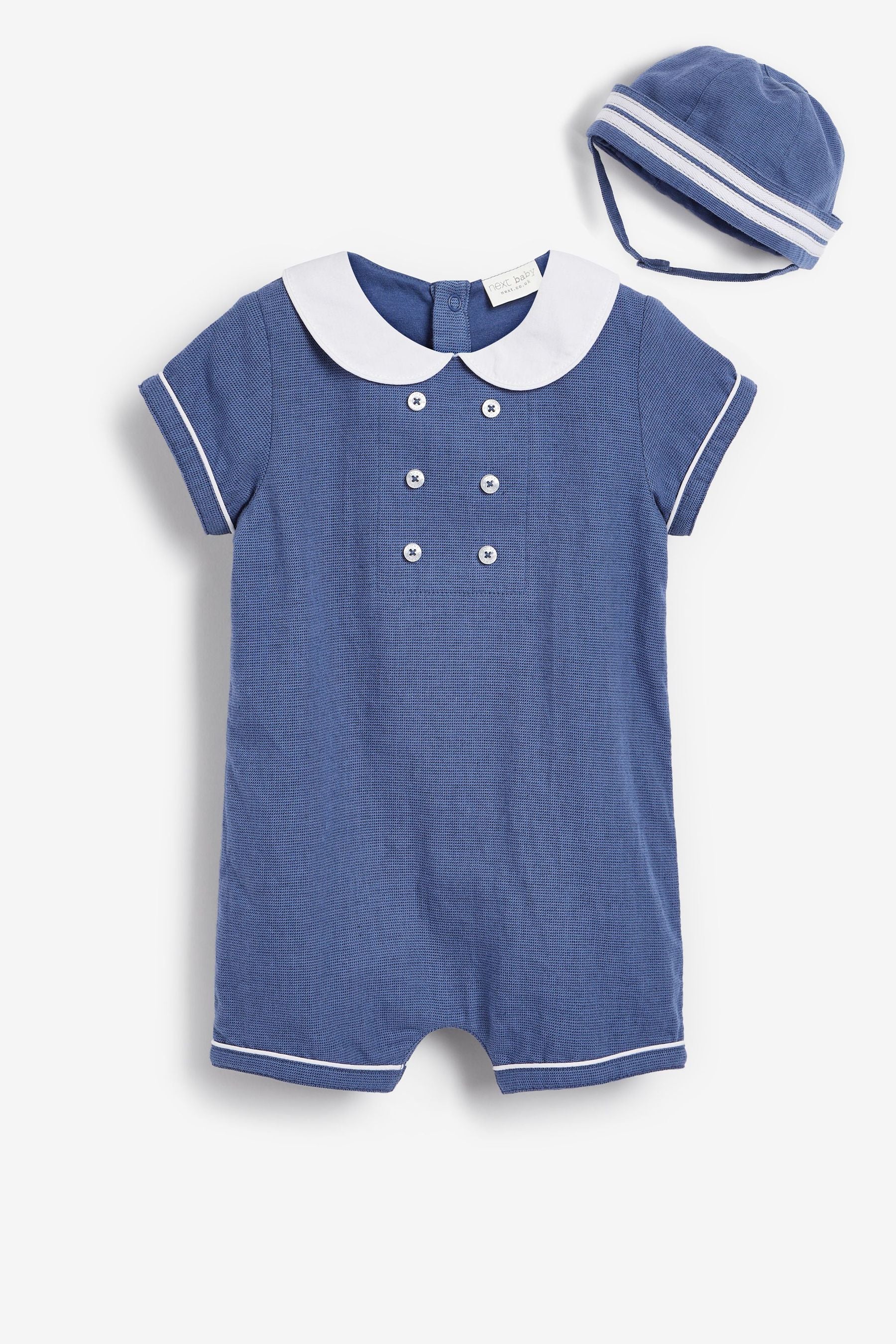 Blue Smart Sailor Baby Romper And Hat Set (0mths-3yrs)