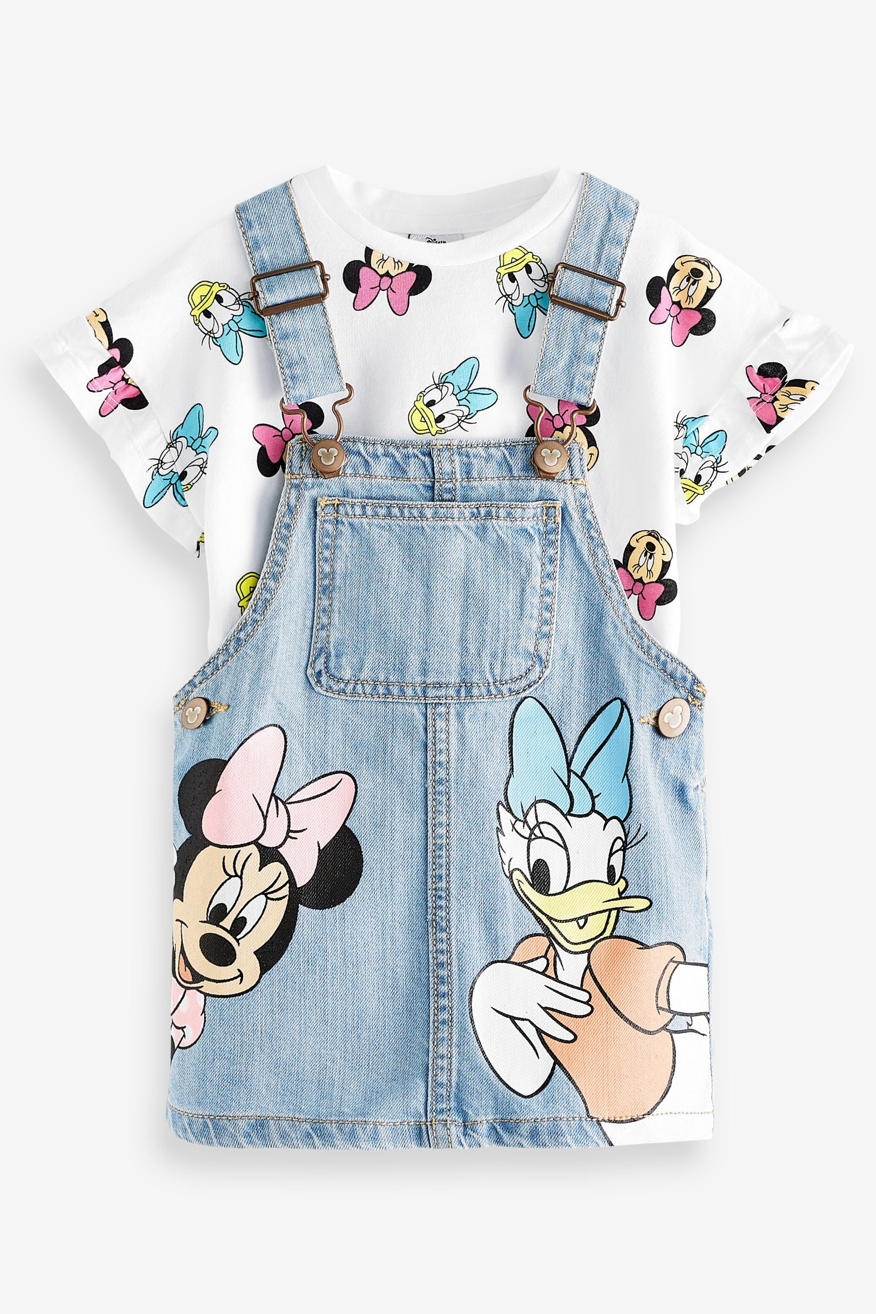 Blue Denim Minnie Mouse And Daisy Duck Pinafore Set (3mths-8yrs)