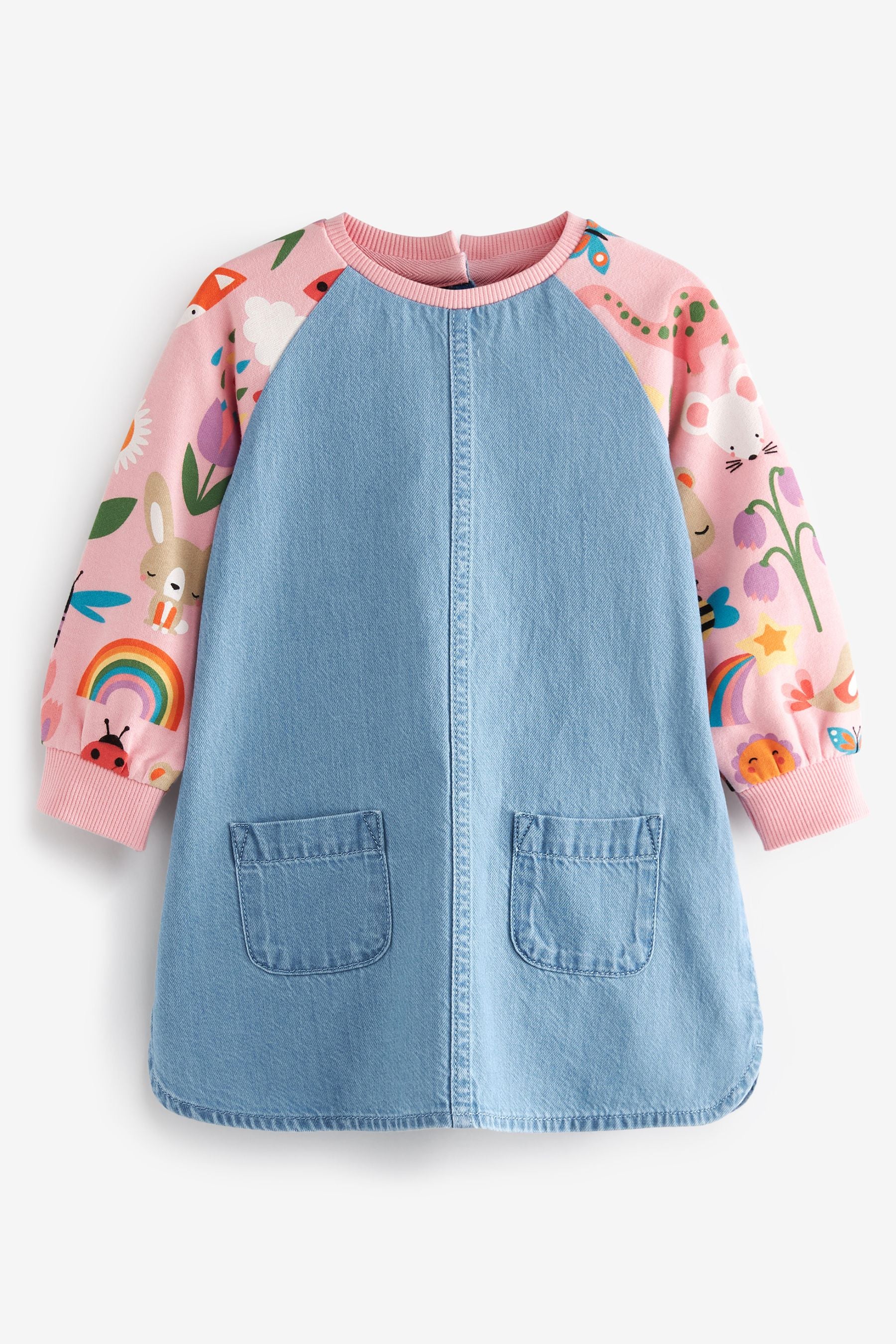 Pink Character Rainbow Raglan Denim Dress (3mths-7yrs)