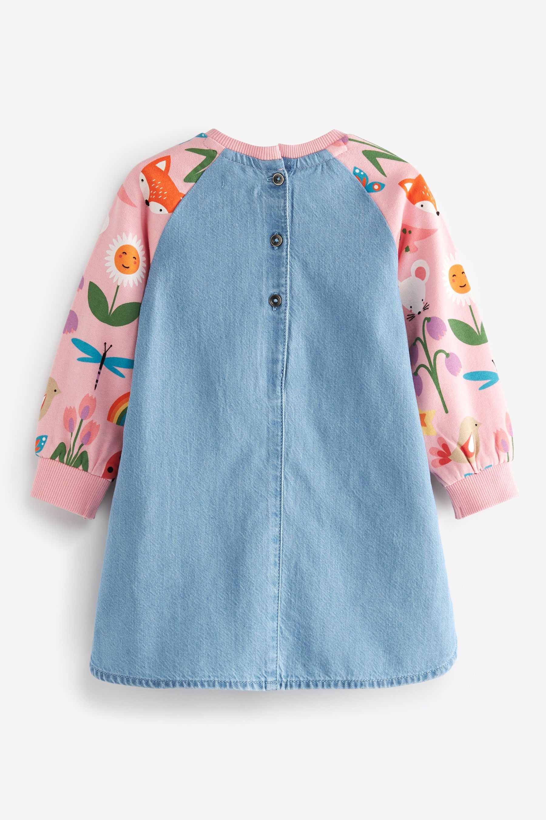 Pink Character Rainbow Raglan Denim Dress (3mths-7yrs)