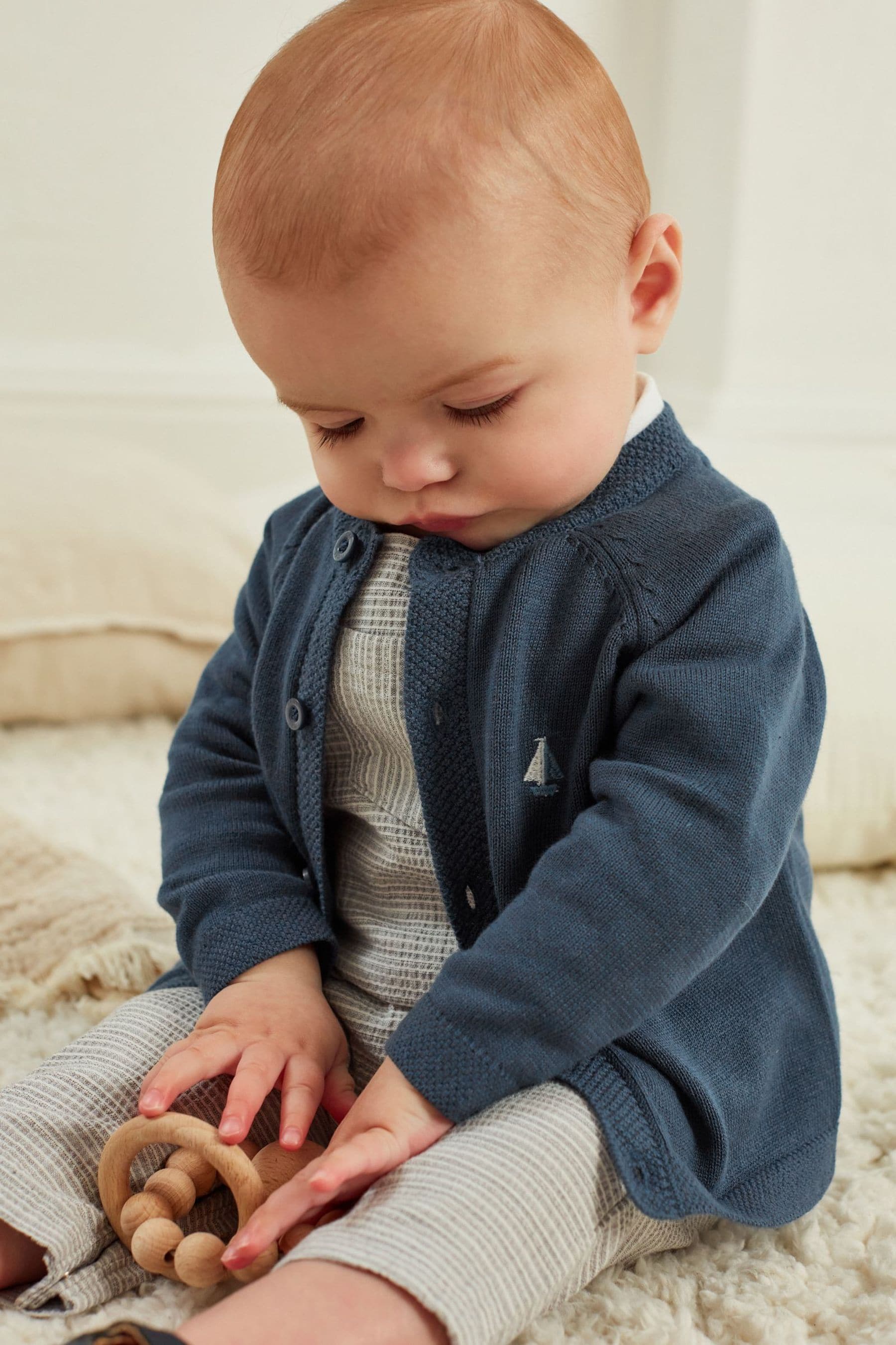 Blue/Navy 2 Pack Baby Lightweight Knitted Cardigans (0mths-3yrs)