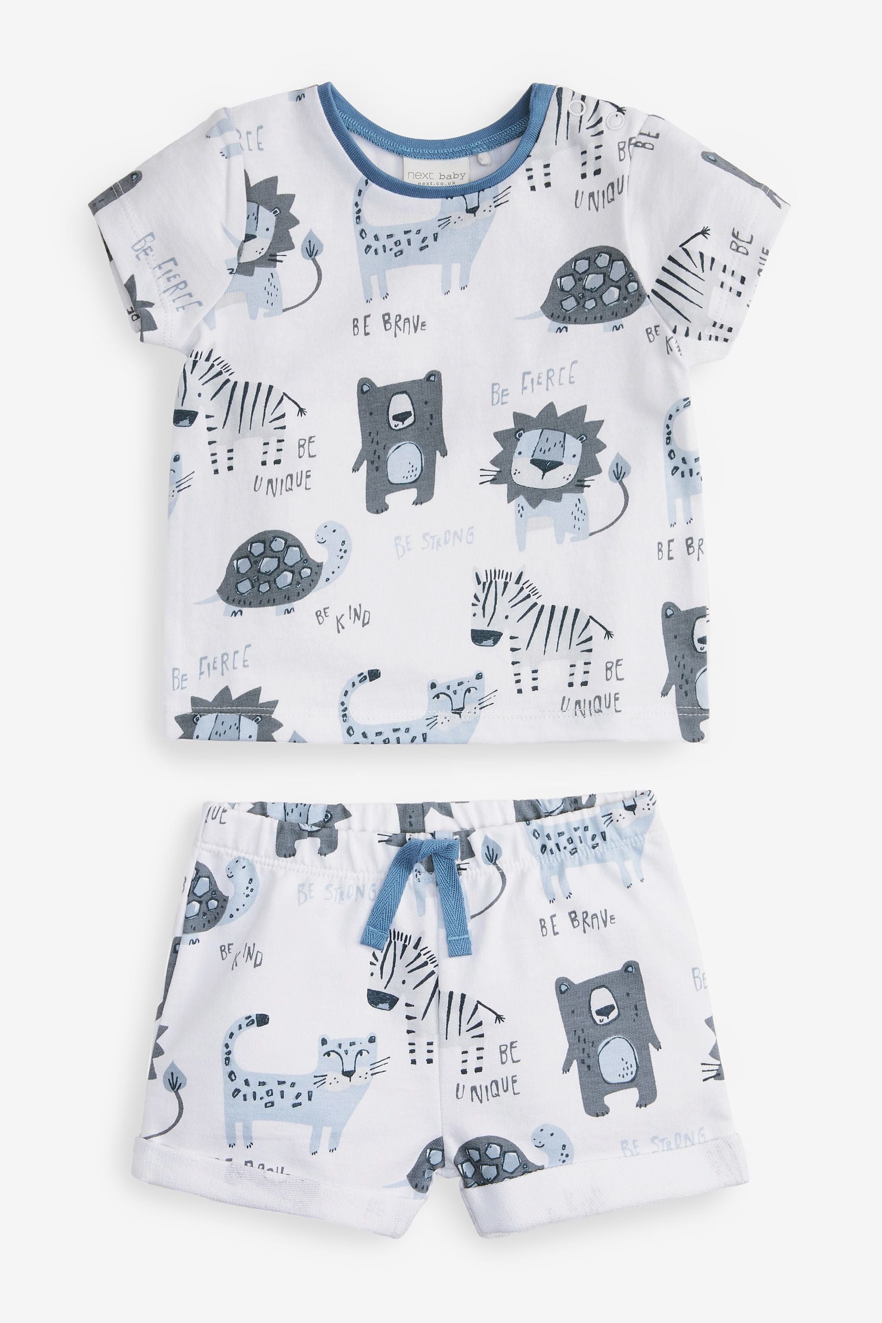 Navy Blue Animal 4 Pack Baby T-Shirts & Shorts Set