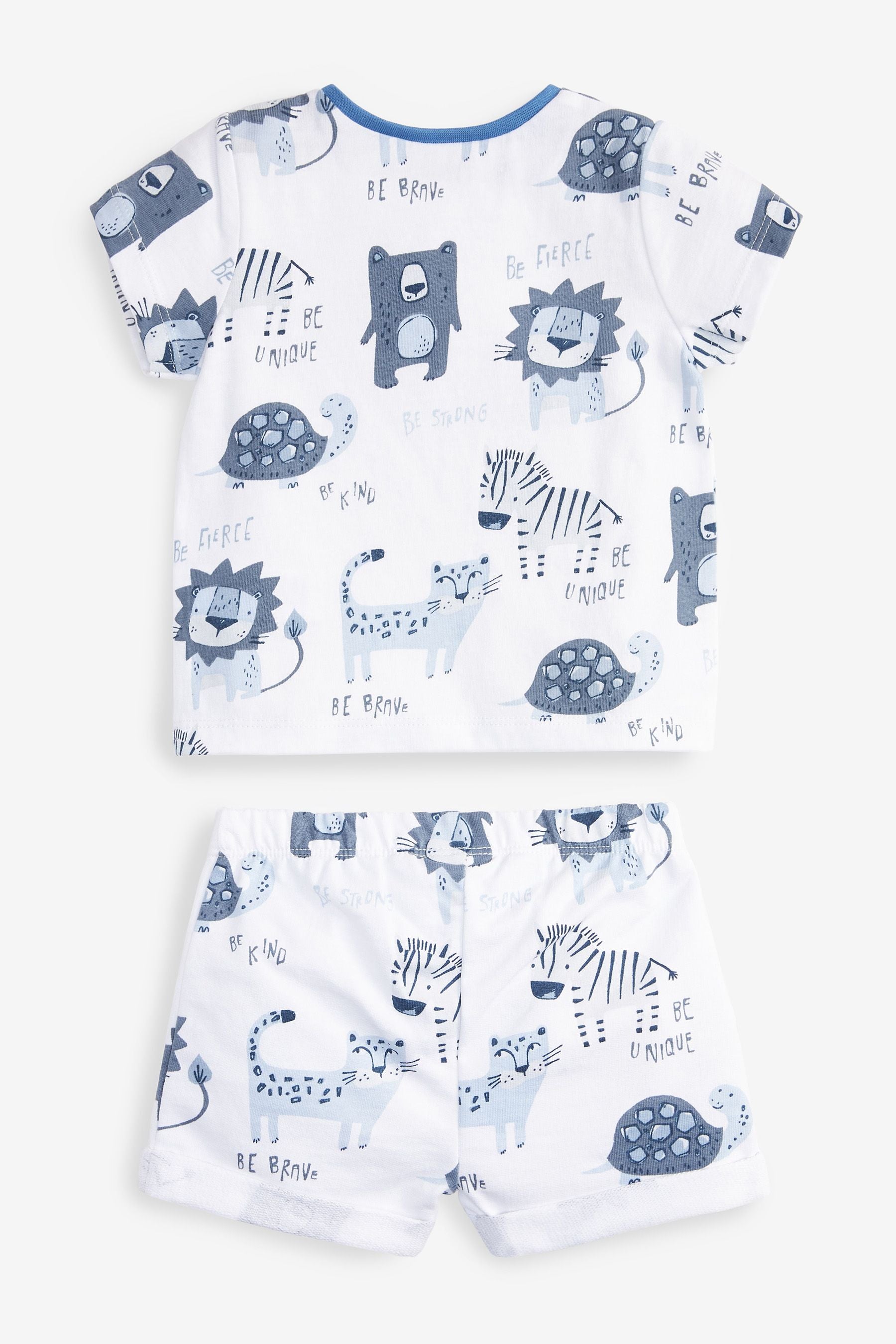 Navy Blue Animal 4 Pack Baby T-Shirts & Shorts Set