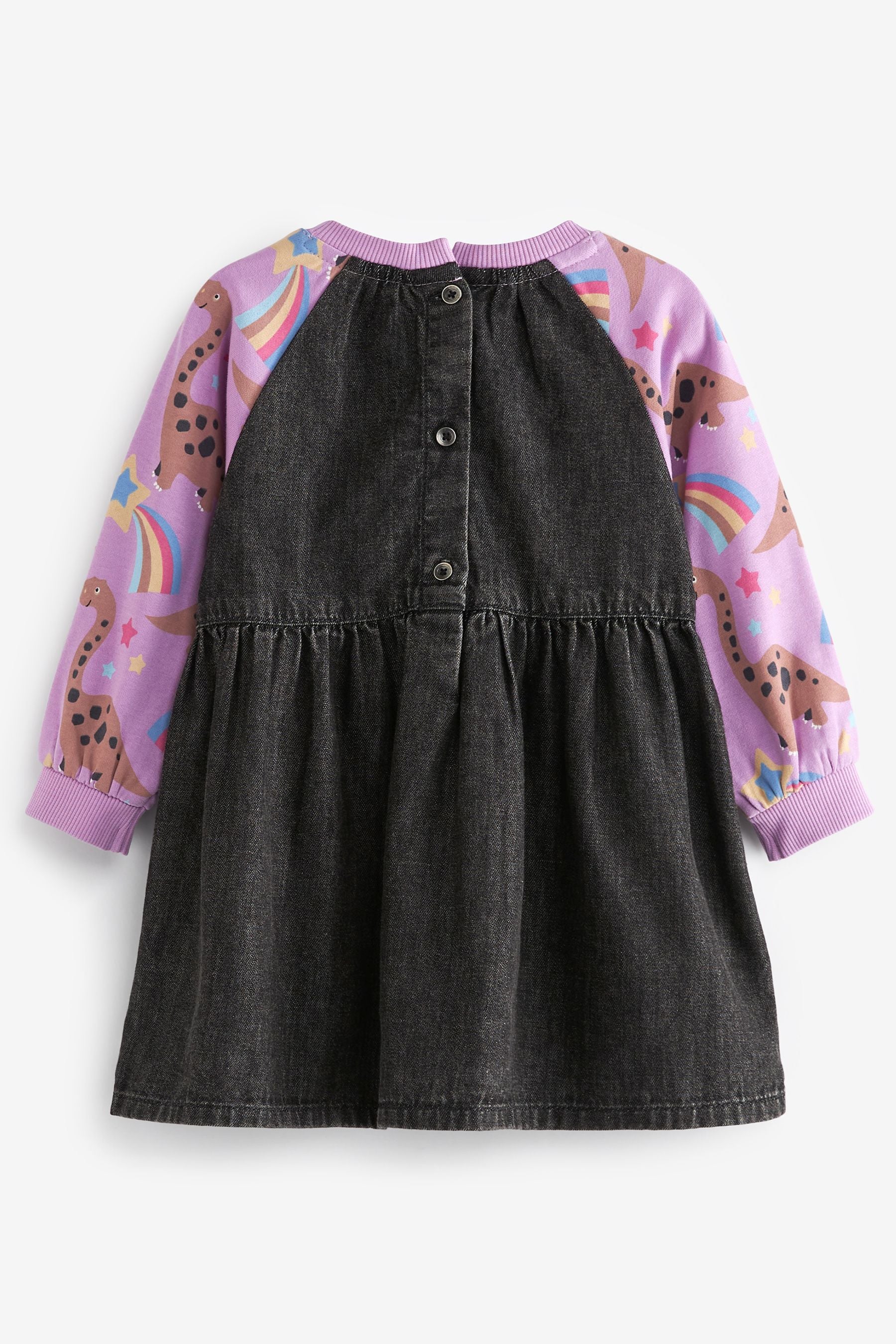 Purple Dino Print Raglan Sleeve Dress (3mths-7yrs)