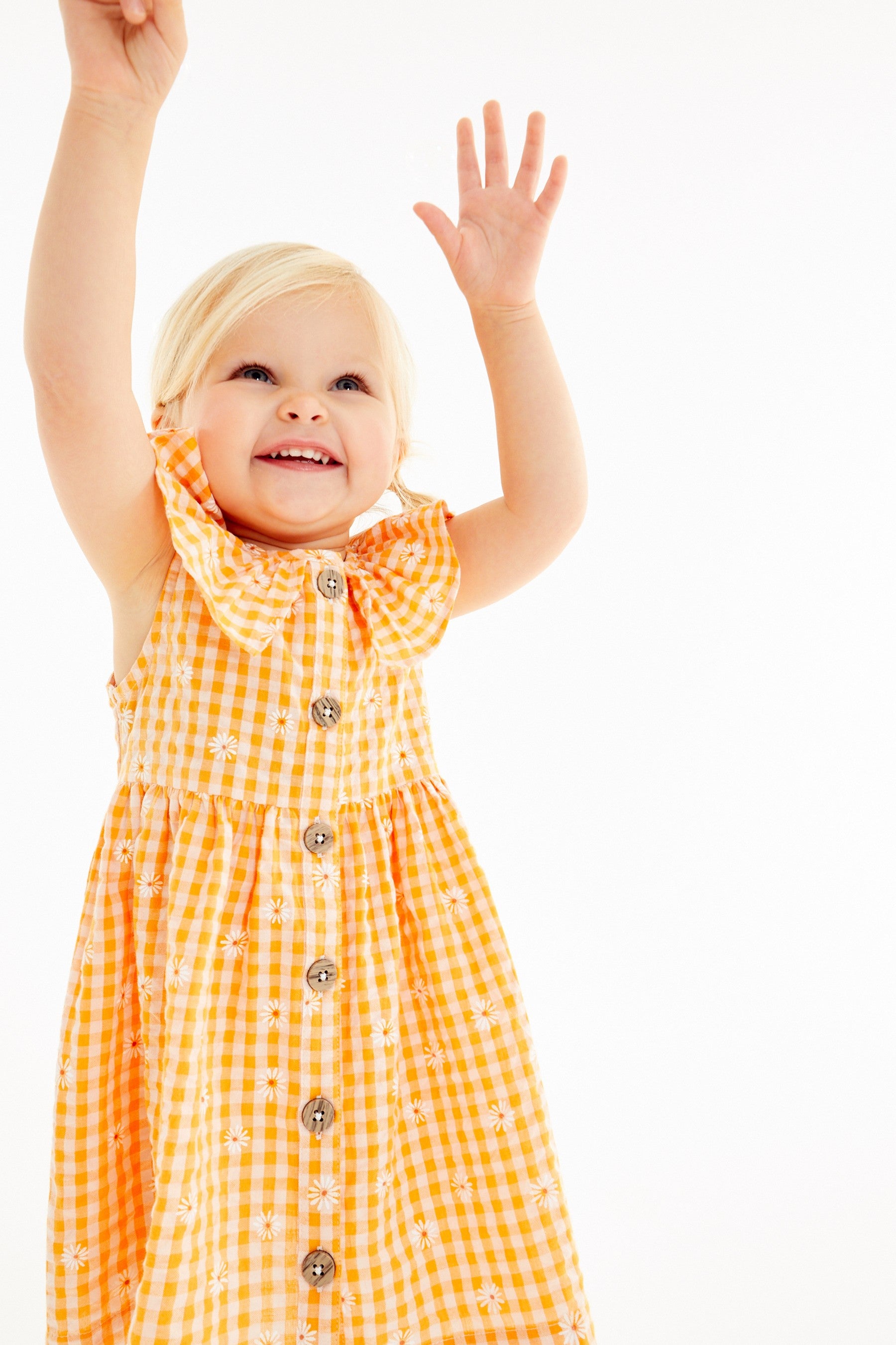 Mango Yellow Daisy Gingham Sleeveless Frill Dress (3mths-8yrs)