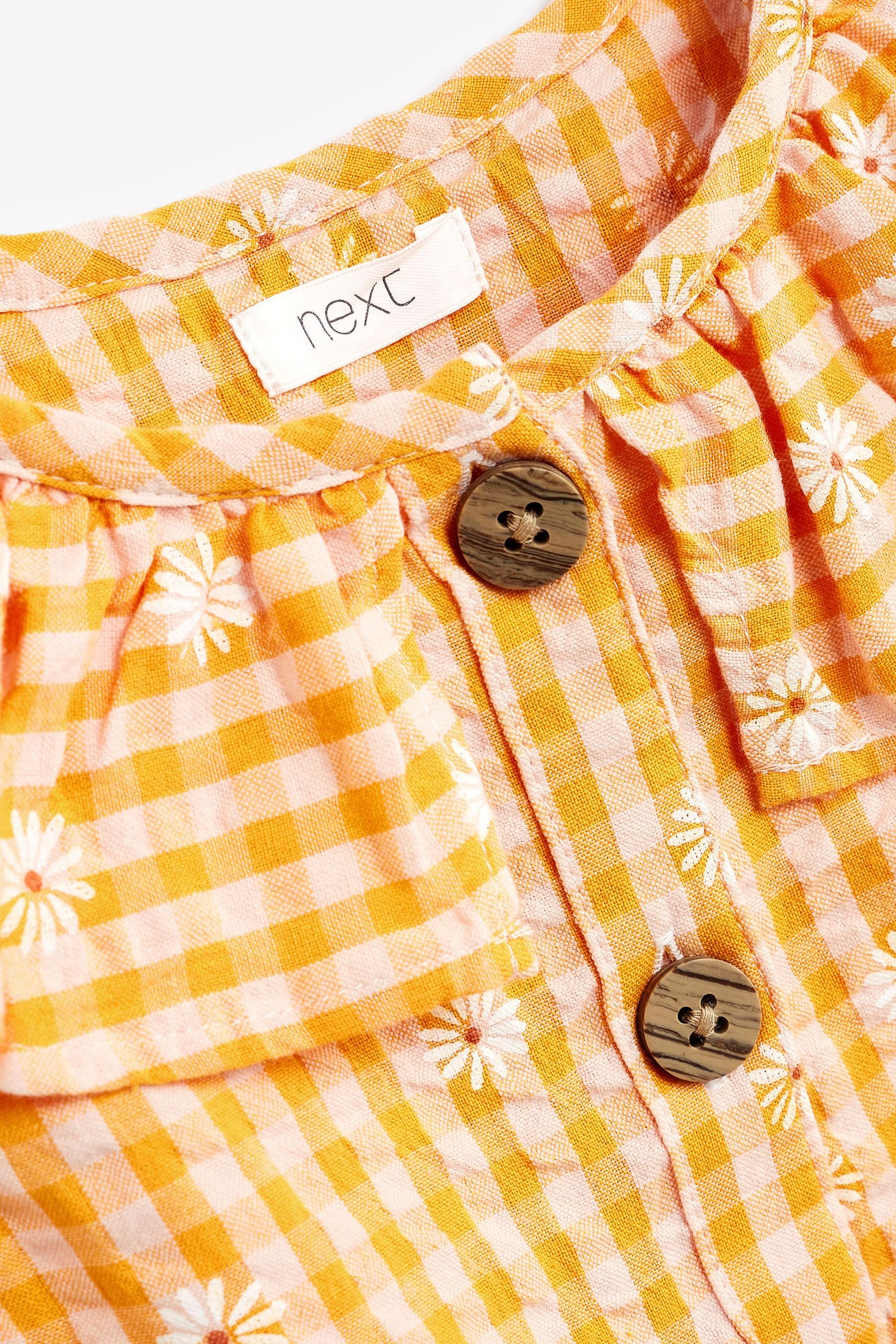 Mango Yellow Daisy Gingham Sleeveless Frill Dress (3mths-8yrs)