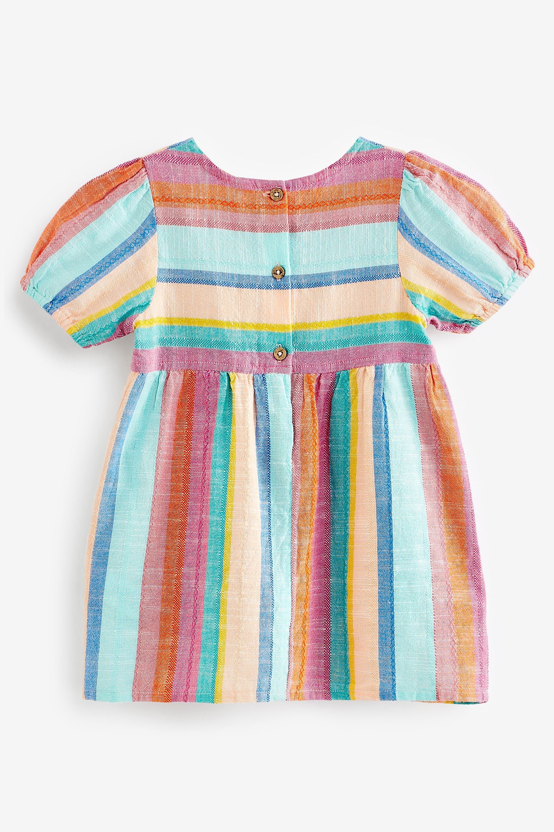 Rainbow Stripe Puff Sleeve Dress (3mths-8yrs)