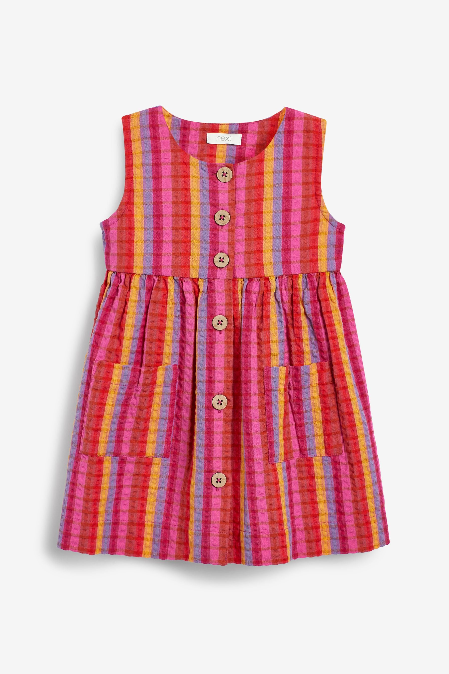 Pink/Red Stripe Cotton Sleeveless Dress (3mths-8yrs)