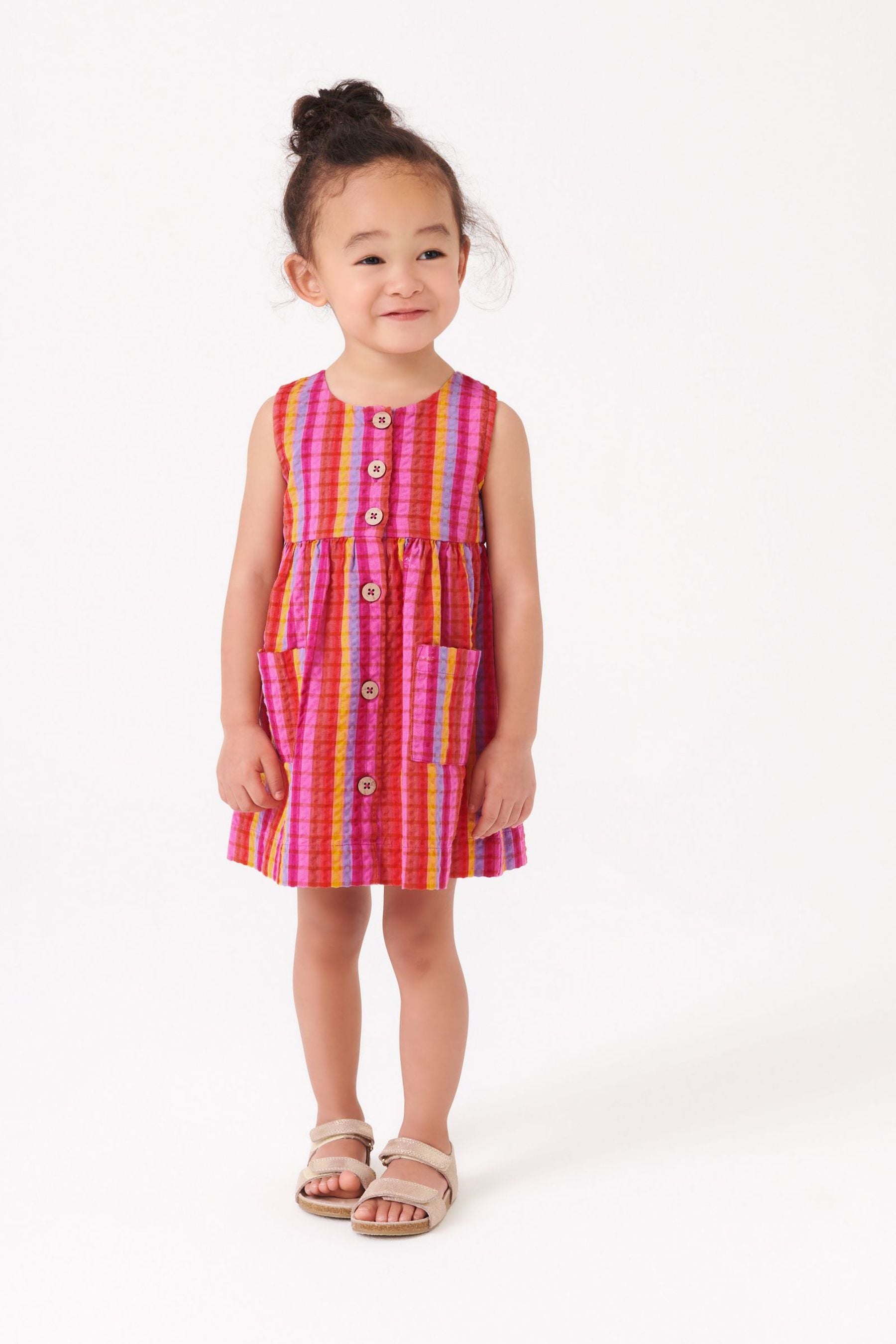 Pink/Red Stripe Cotton Sleeveless Dress (3mths-8yrs)