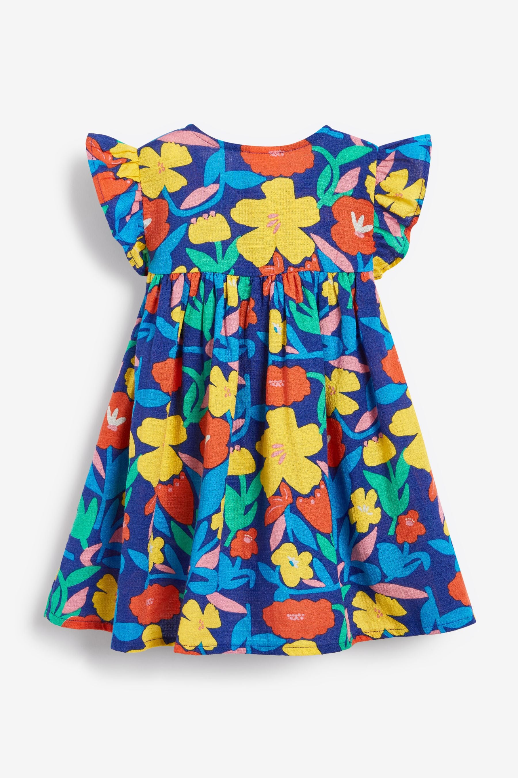 Bright Floral Print Frill Sleeve Cotton Dress (3mths-8yrs)