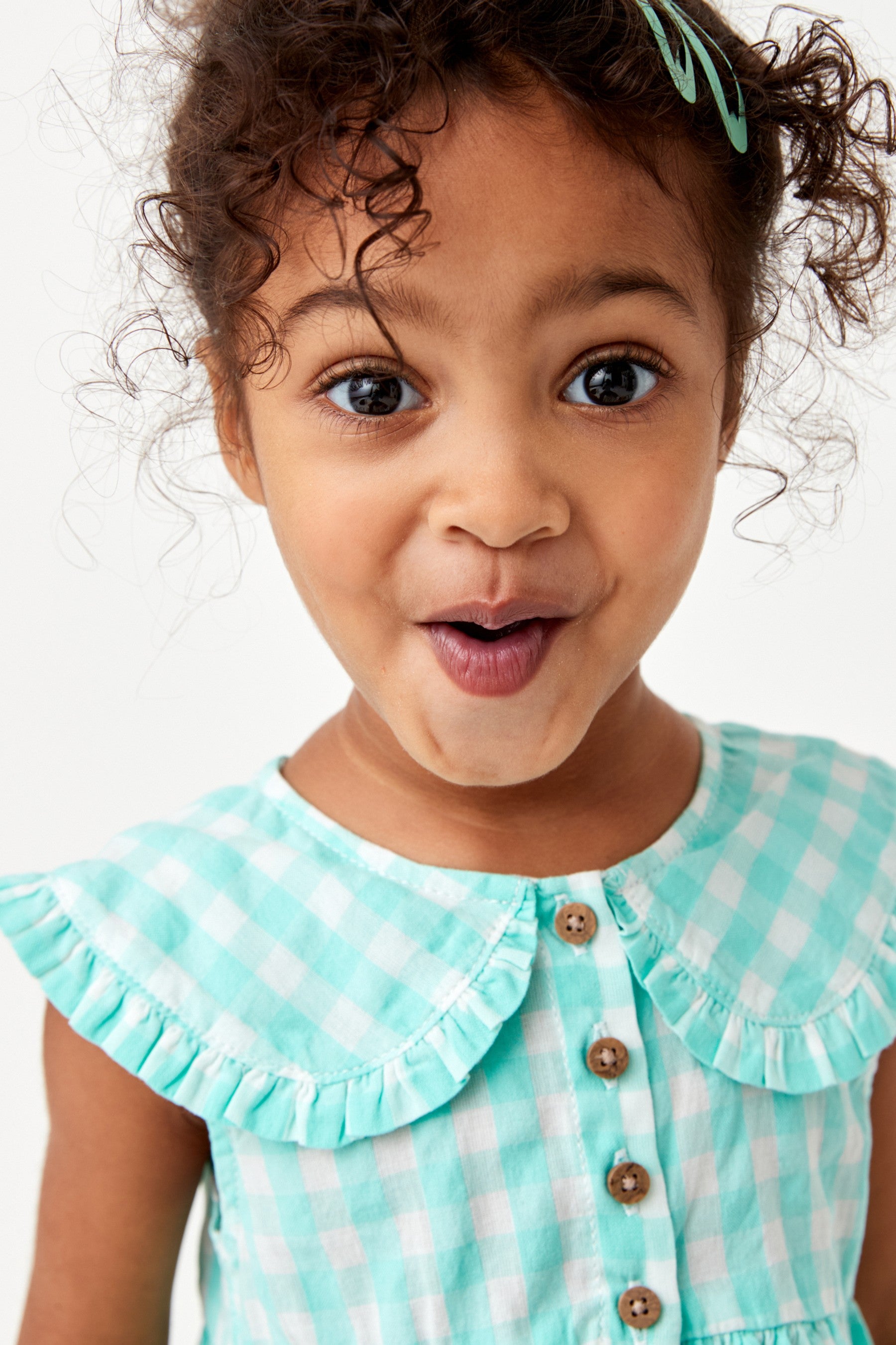 Mint Green Gingham Sleeveless Collar Dress (3mths-8yrs)