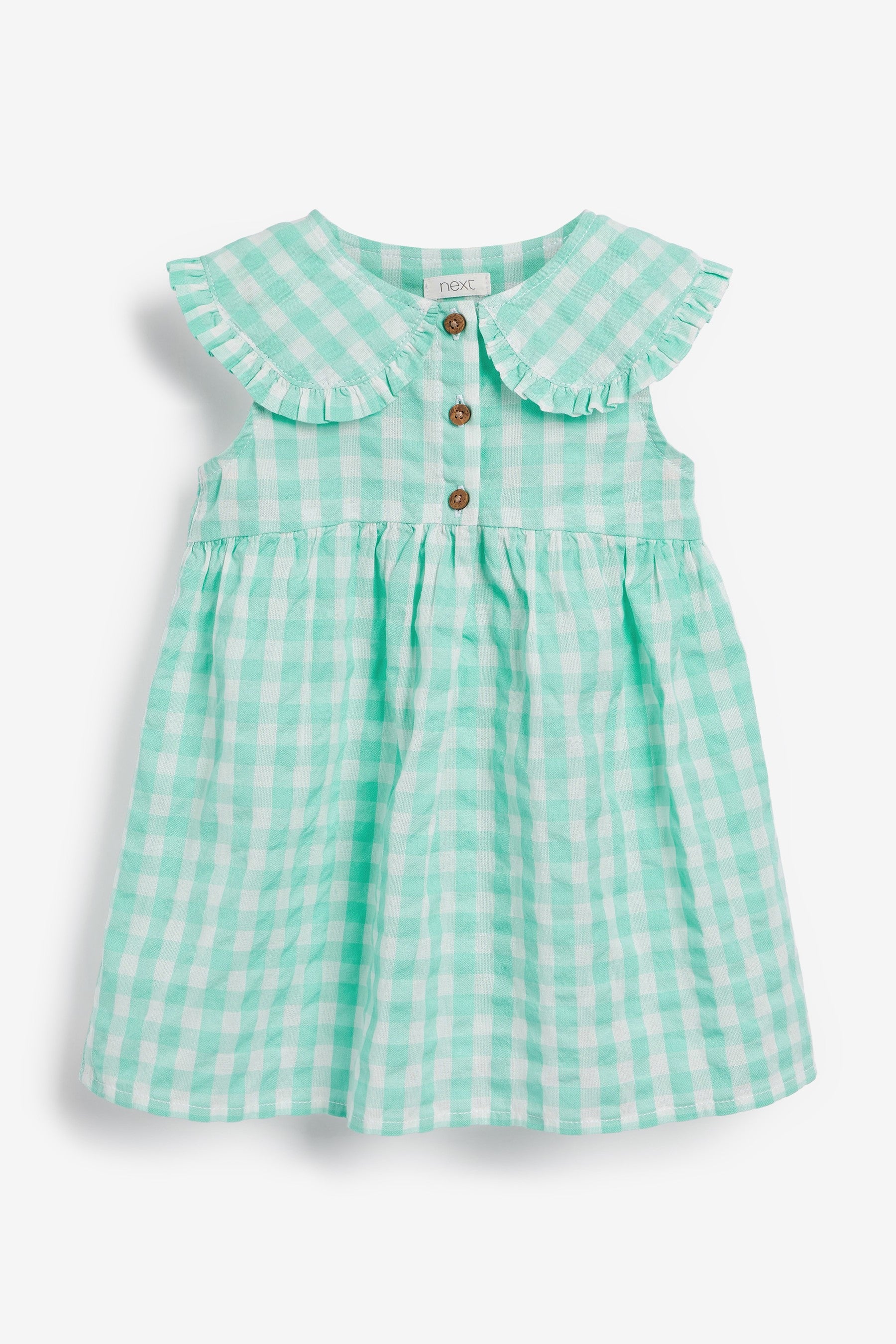 Mint Green Gingham Sleeveless Collar Dress (3mths-8yrs)