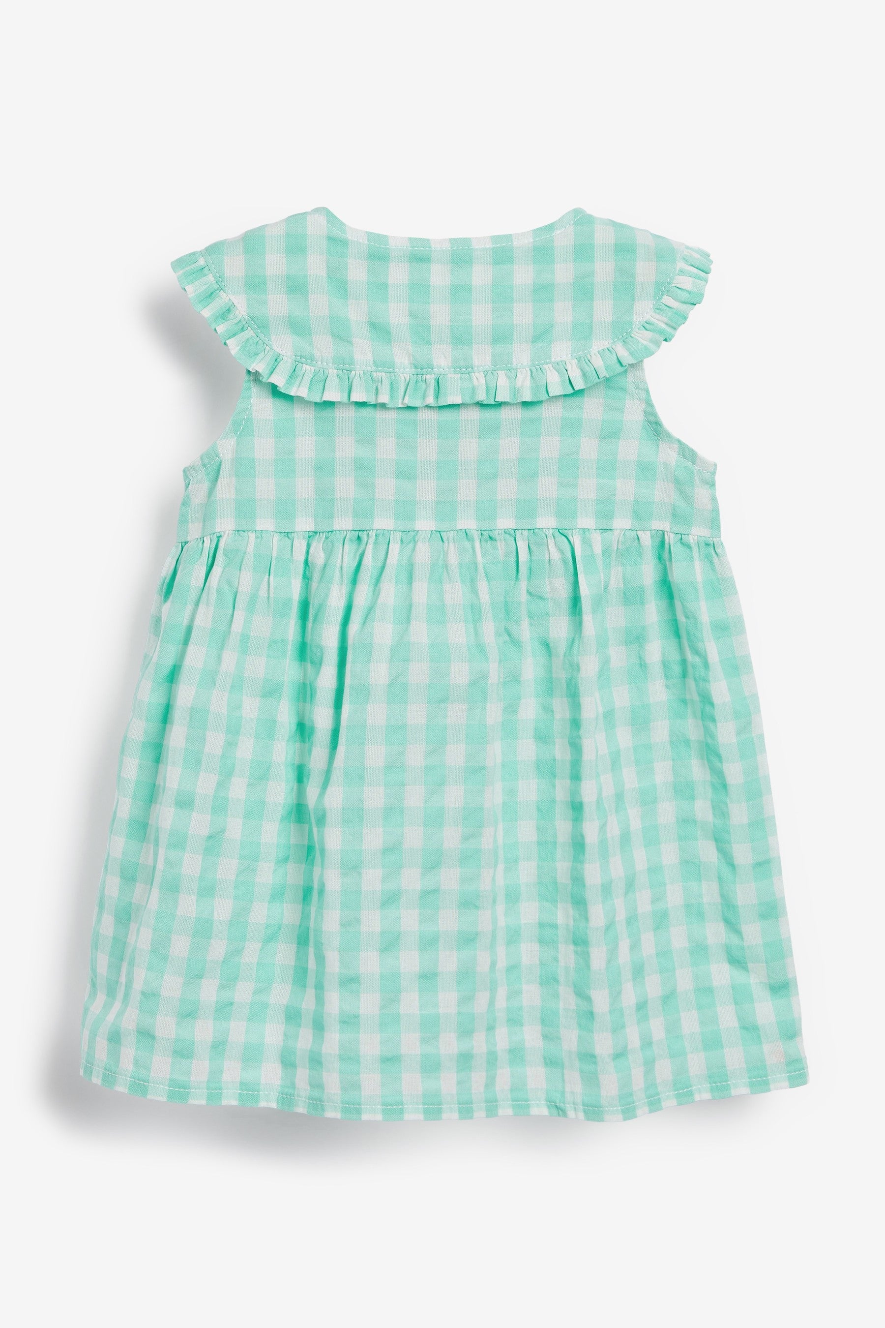 Mint Green Gingham Sleeveless Collar Dress (3mths-8yrs)