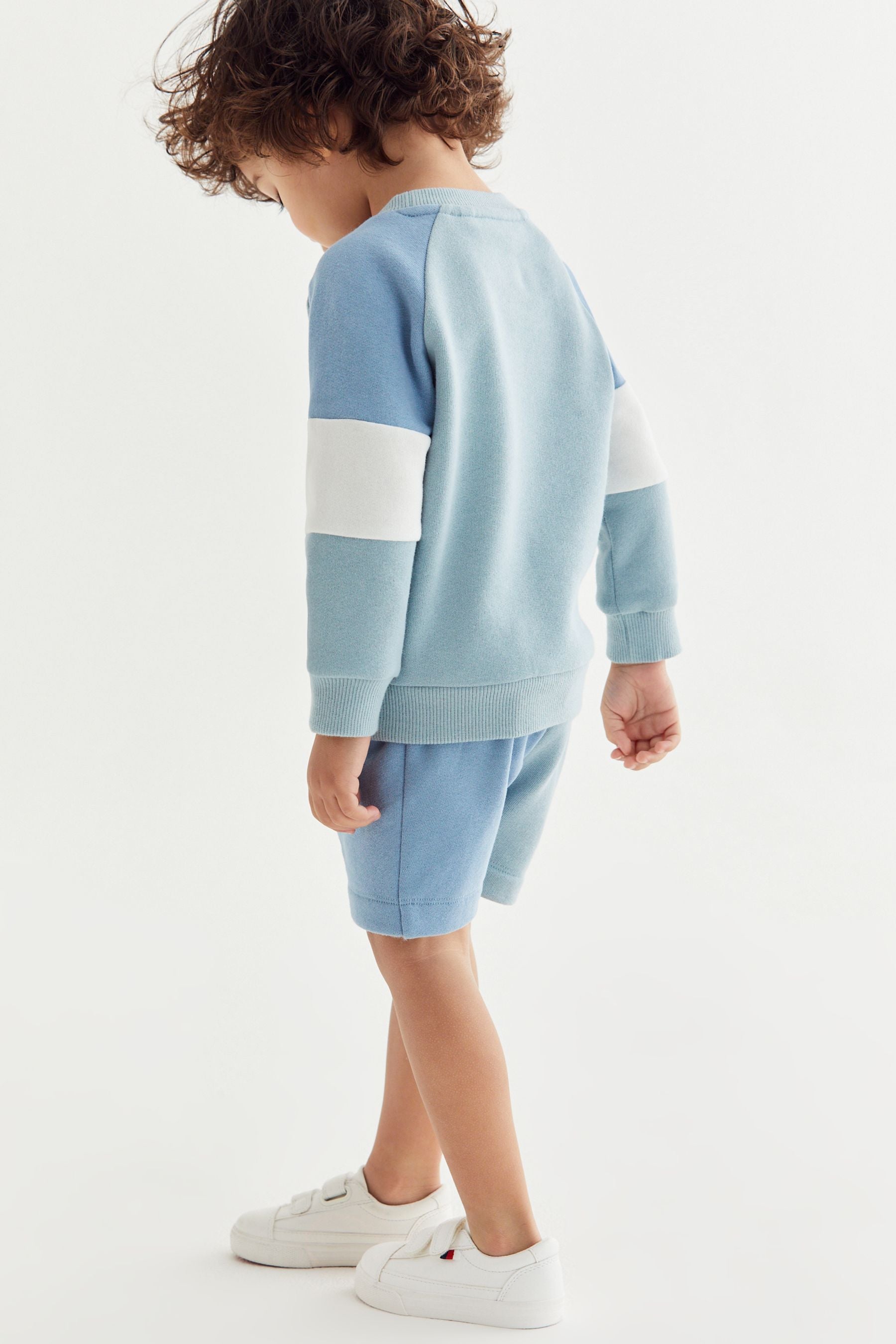 Blue Colourblock Jersey Sweatshirt & Short Set (3mths-7yrs)