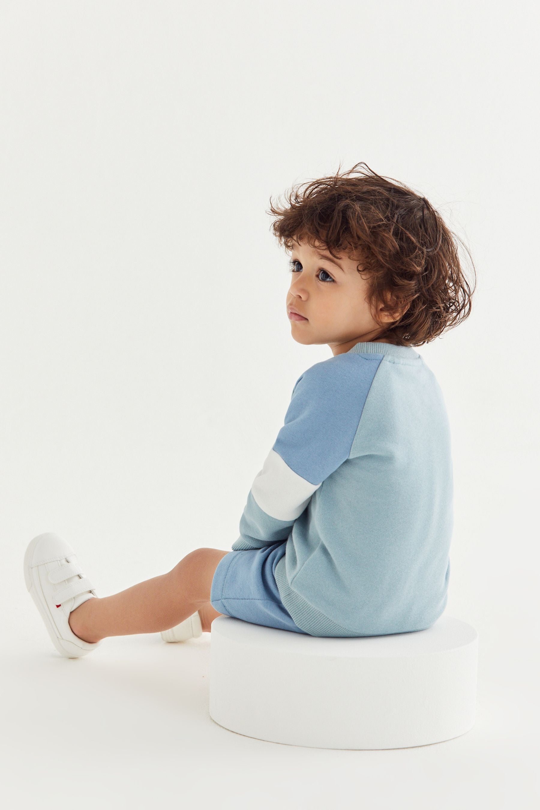 Blue Colourblock Jersey Sweatshirt & Short Set (3mths-7yrs)