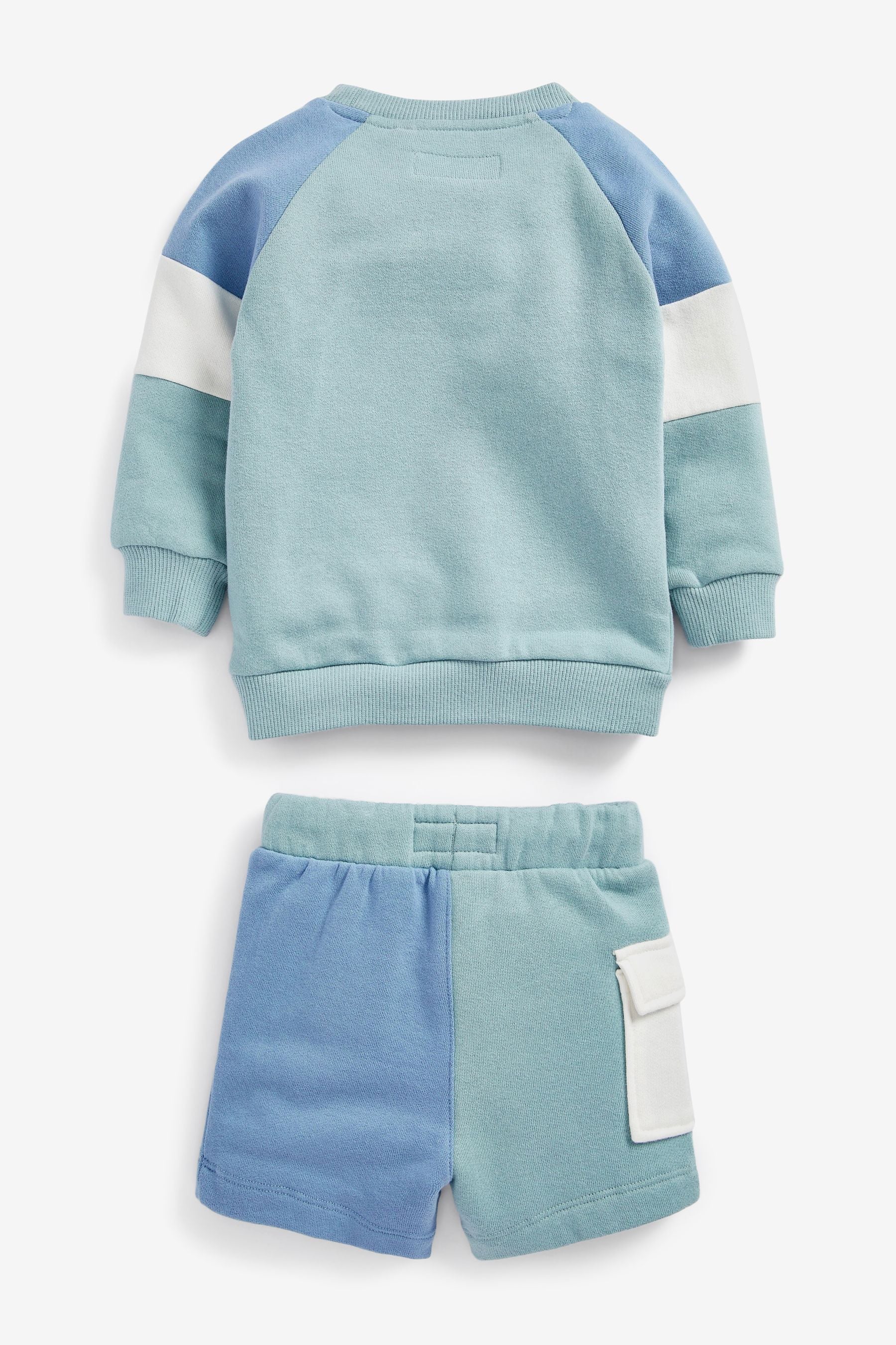 Blue Colourblock Jersey Sweatshirt & Short Set (3mths-7yrs)