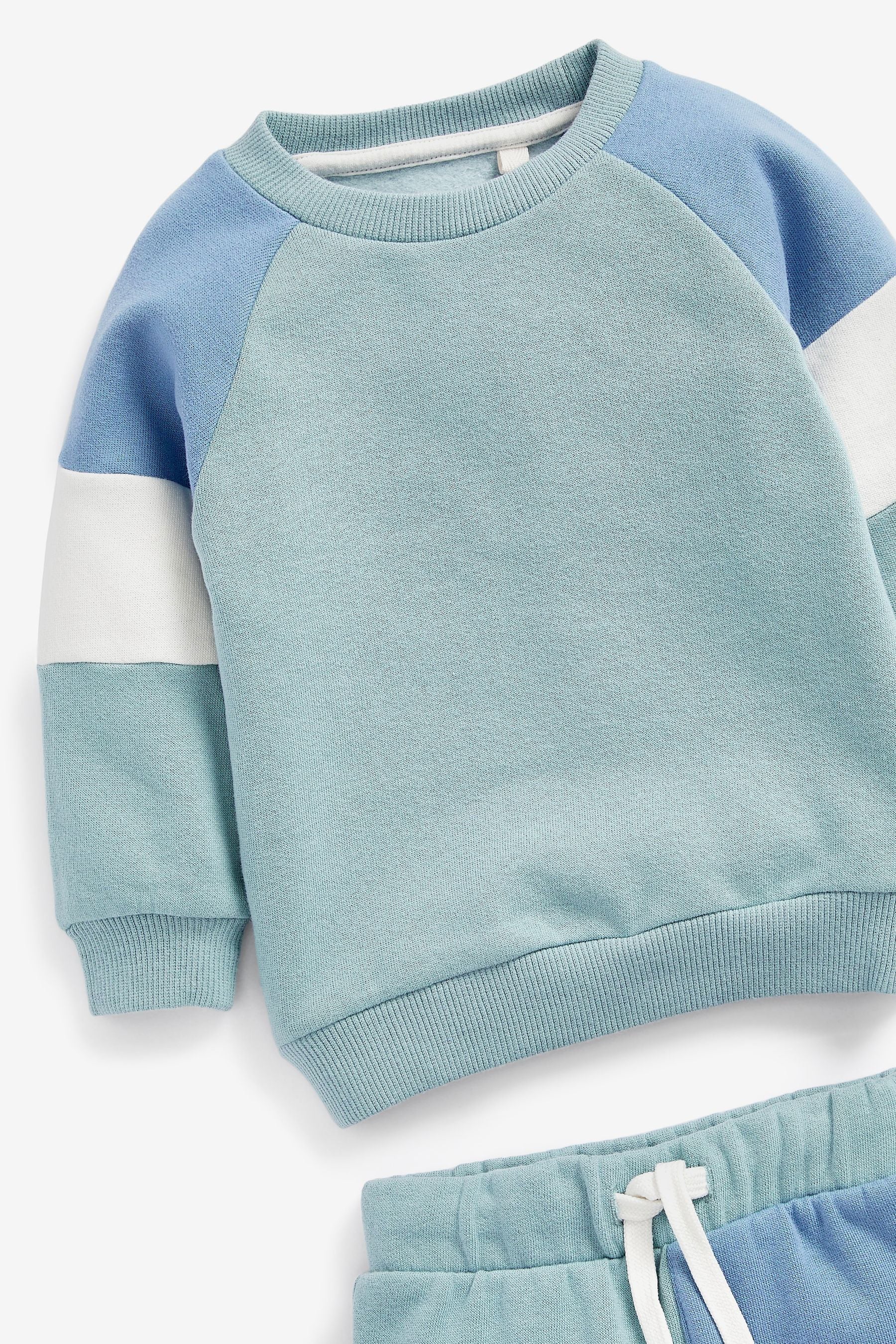 Blue Colourblock Jersey Sweatshirt & Short Set (3mths-7yrs)