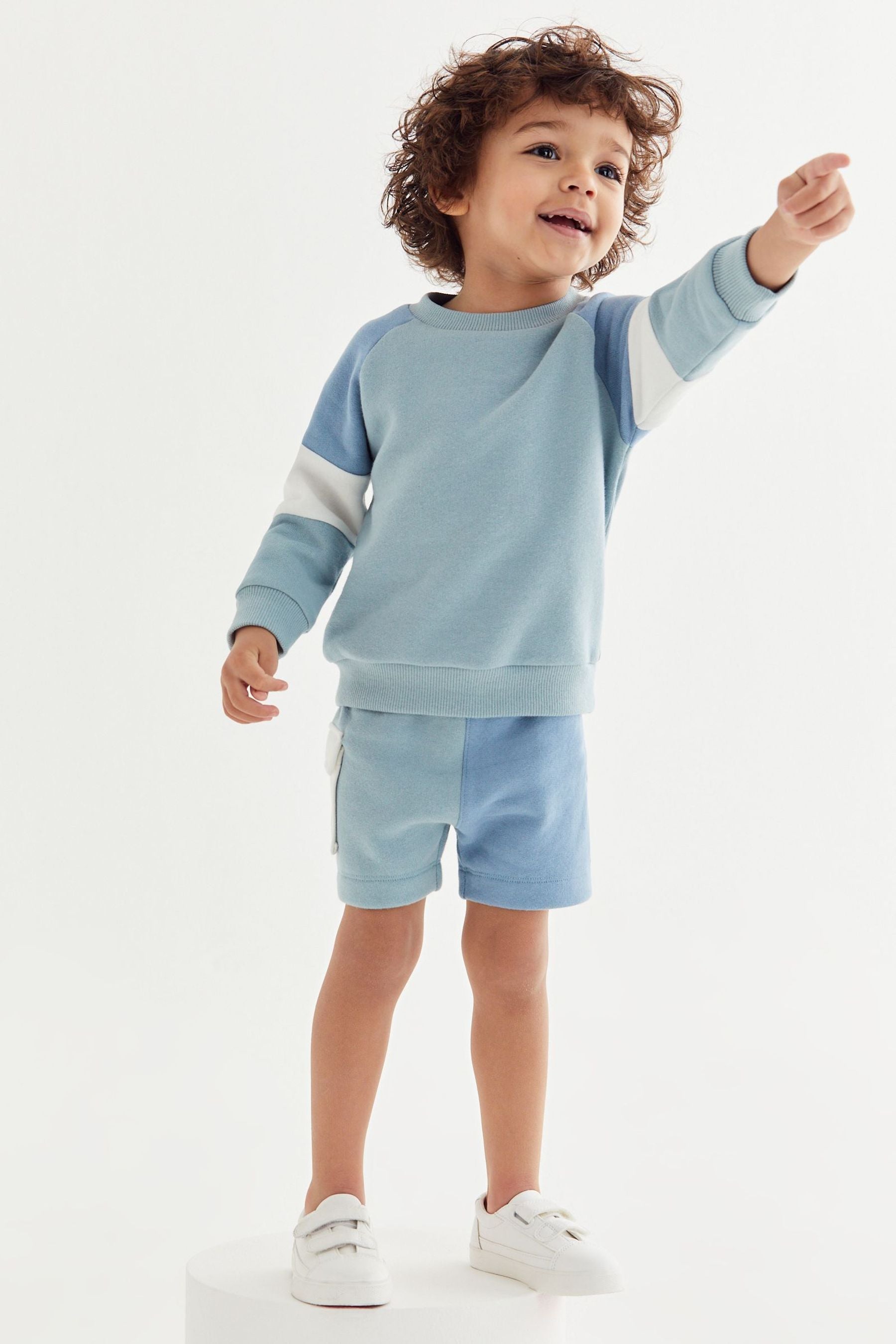 Blue Colourblock Jersey Sweatshirt & Short Set (3mths-7yrs)