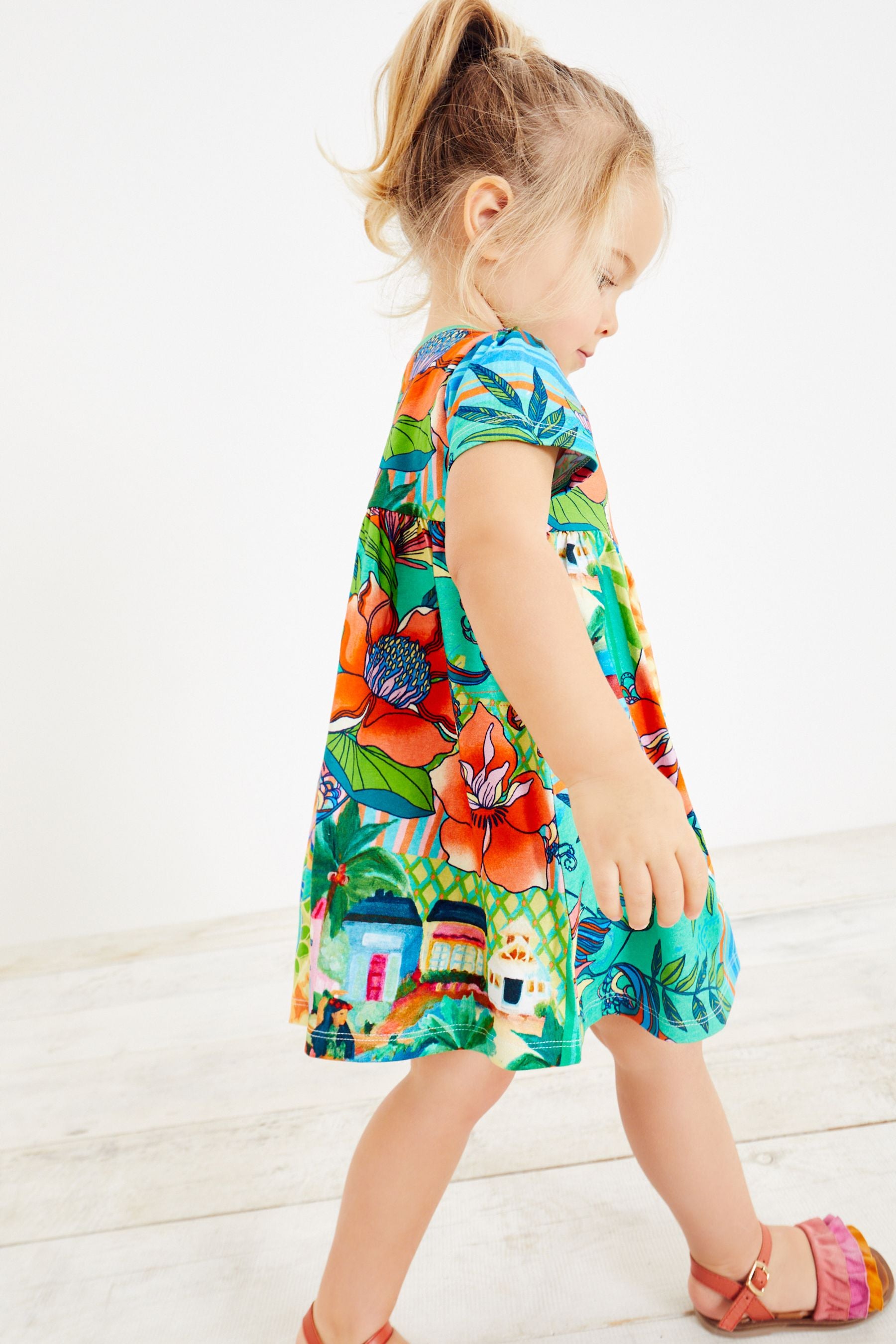 Bright Holiday Print Short Sleeve Jersey Dress (3mths-7yrs)