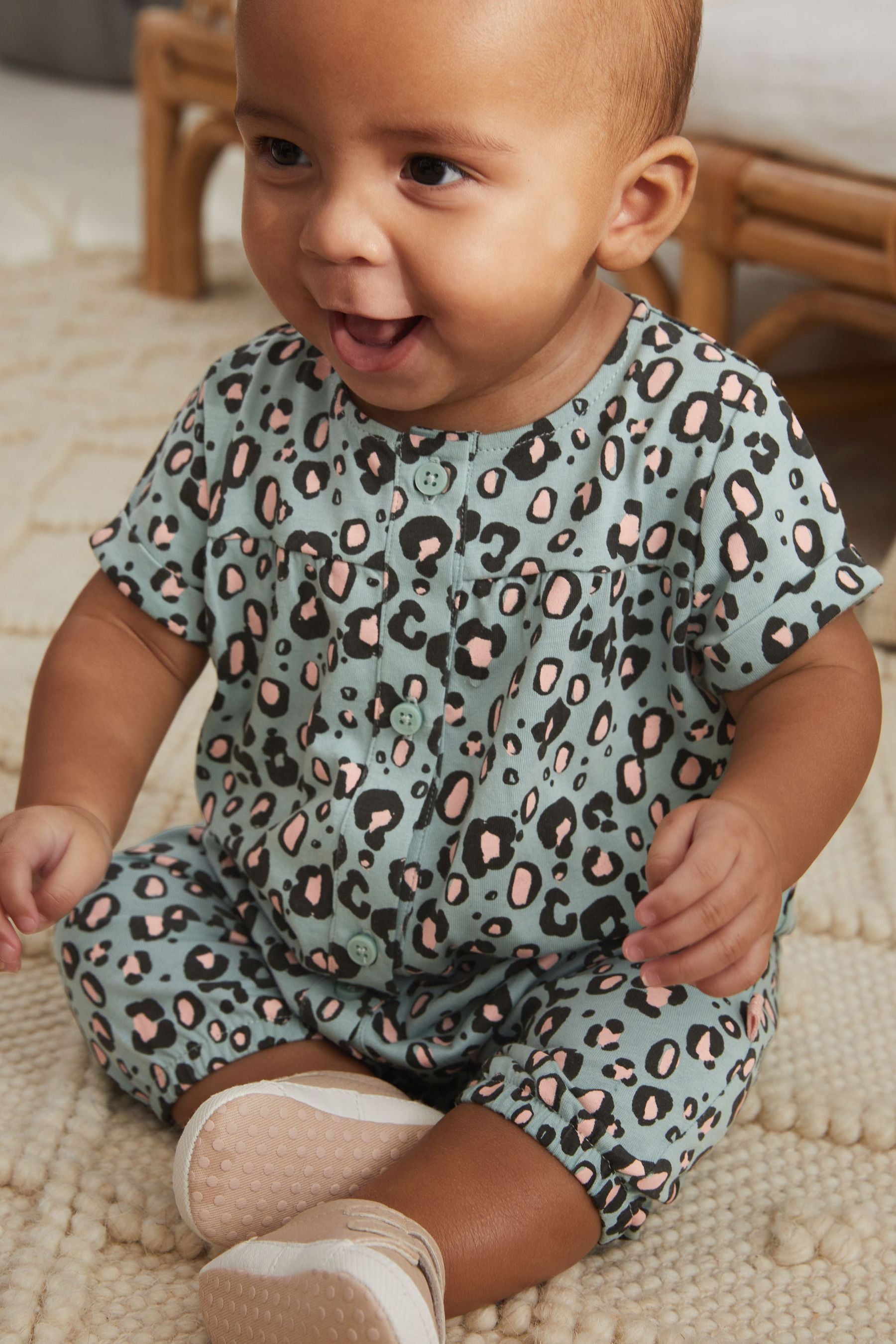 Teal Blue Baby Jersey Romper (0mths-2yrs)