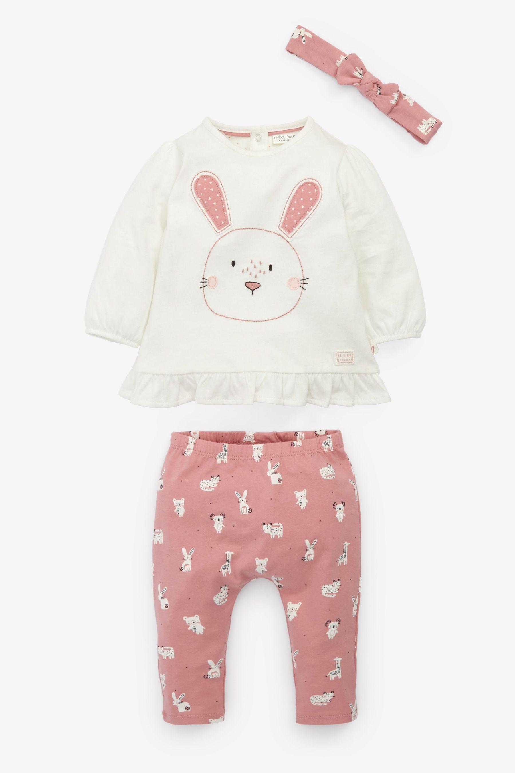 Pink Baby 3 Piece Bunny Set With Headband