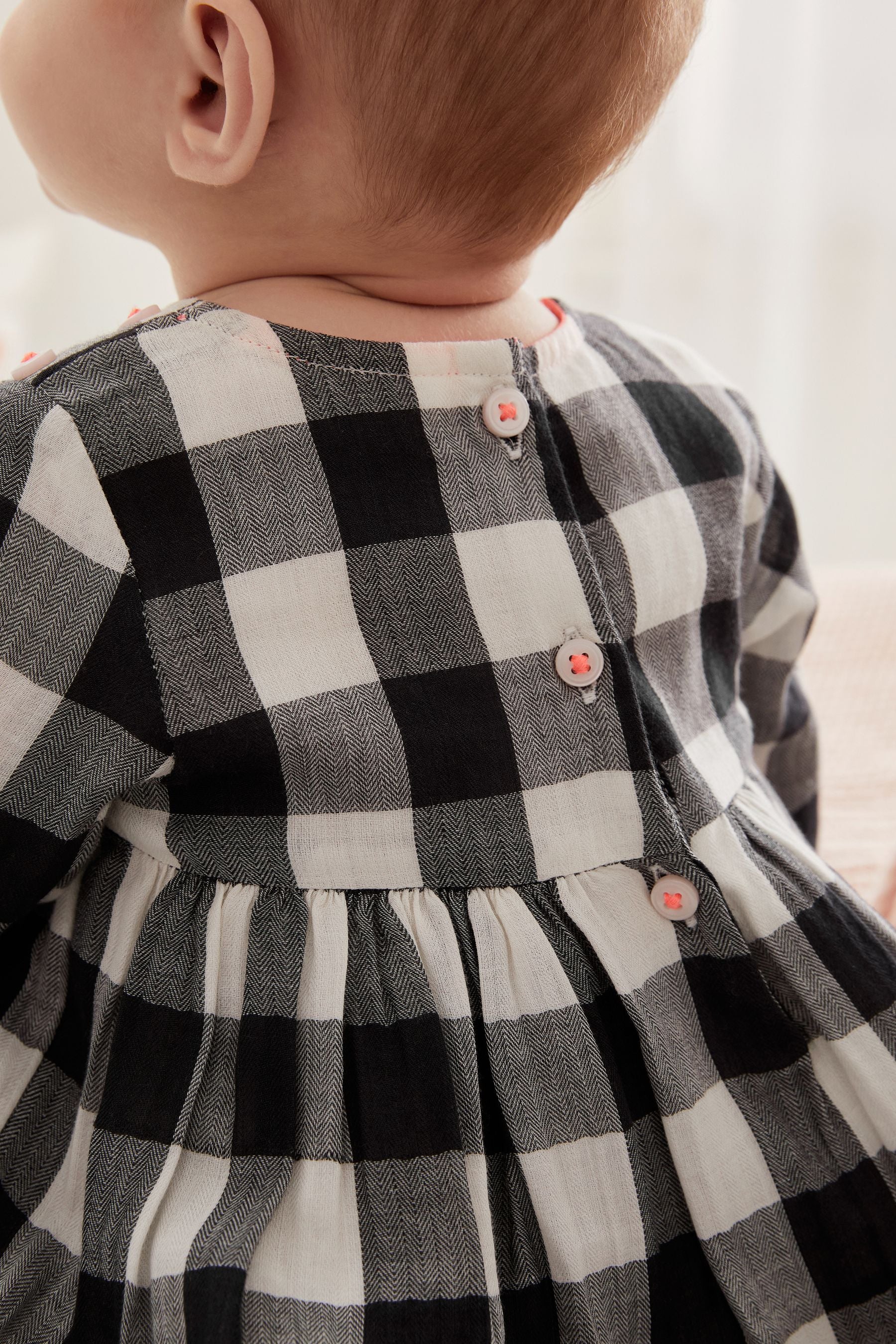 Black/White Baby Gingham Printed Dress (0mths-2yrs)