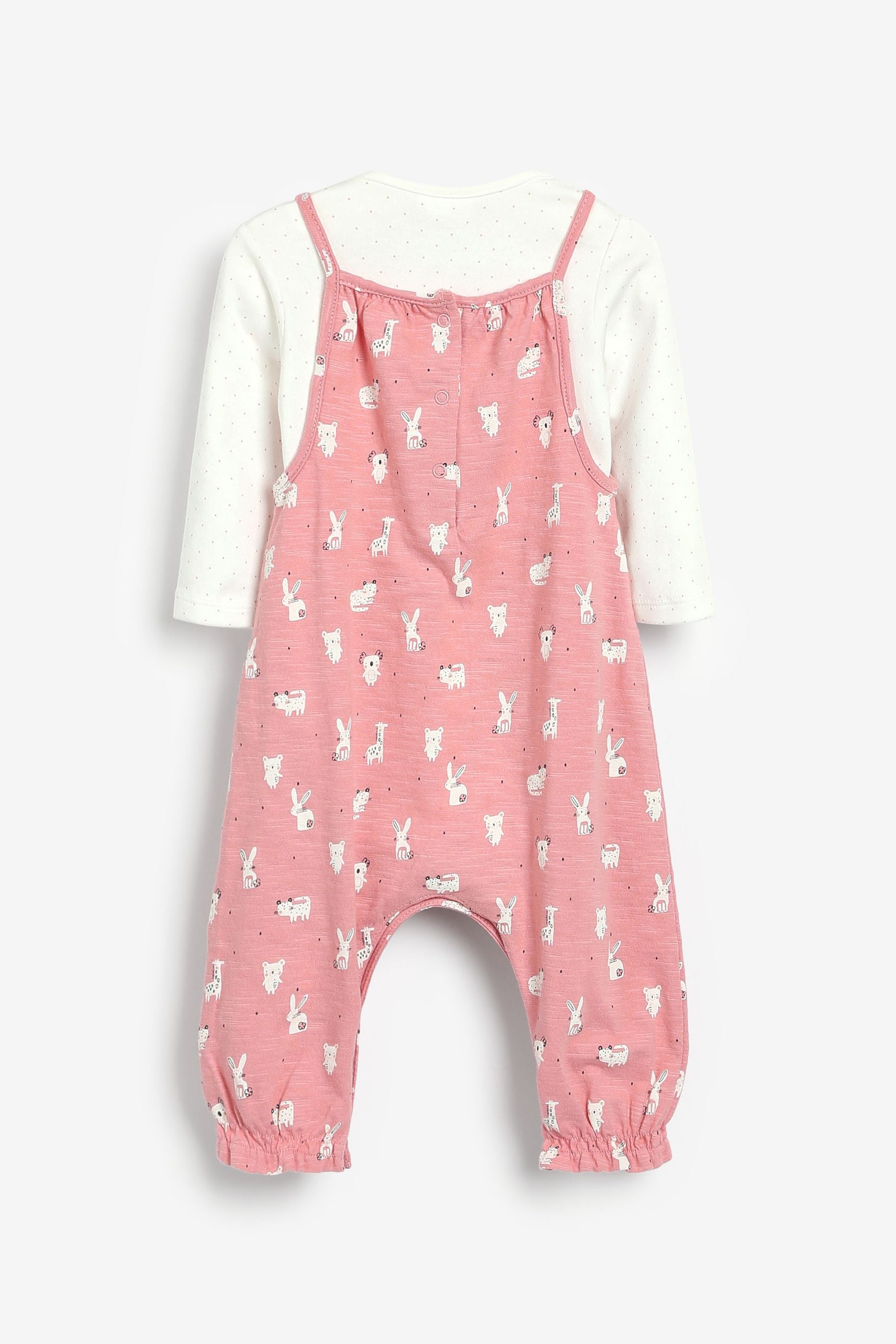 Pink Bunny Baby Printed Dungarees And Bodysuit Set (0mths-3yrs)