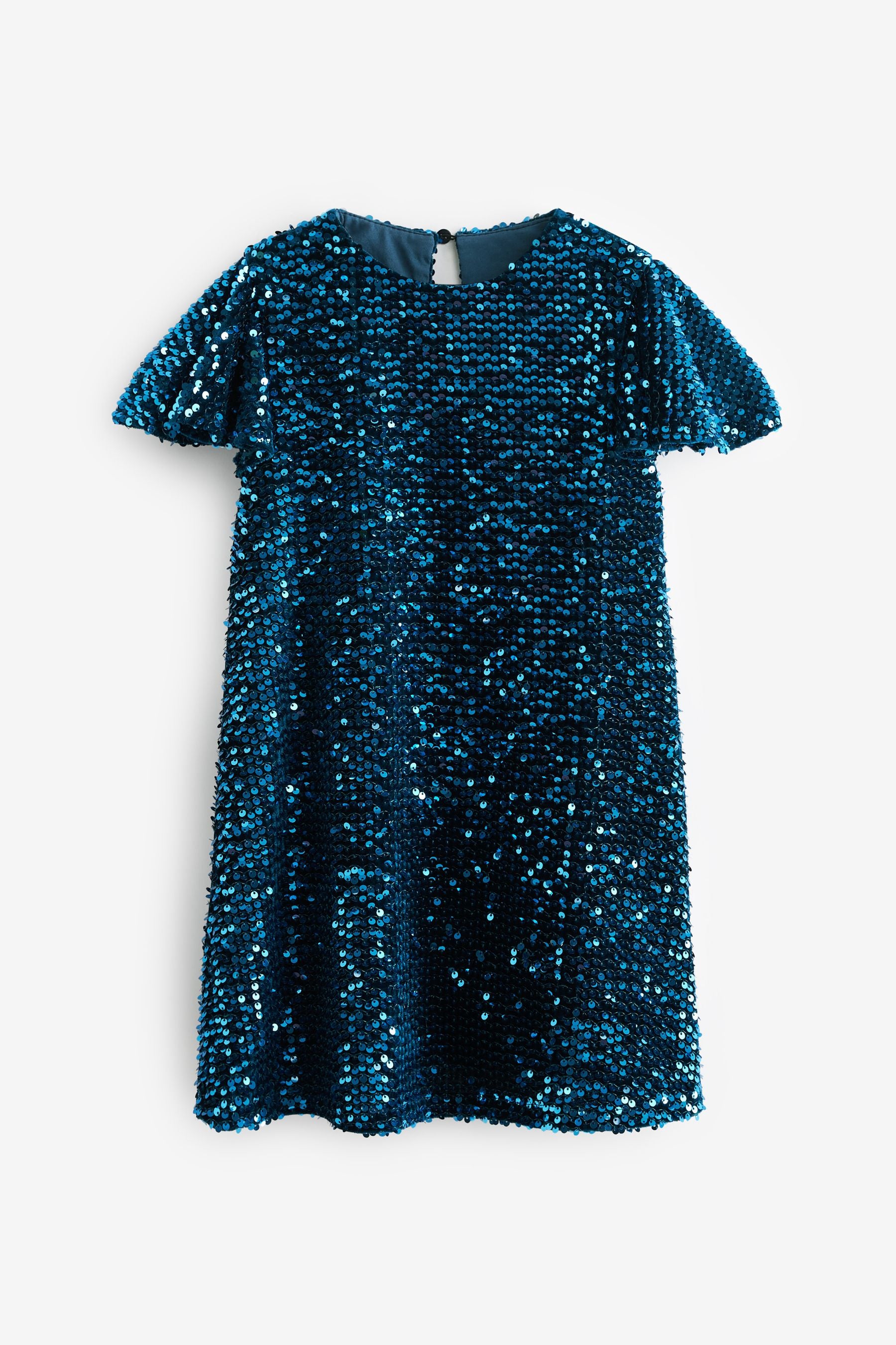 Blue Next Velour Sequin Sparkle Party Dress (3-16yrs)